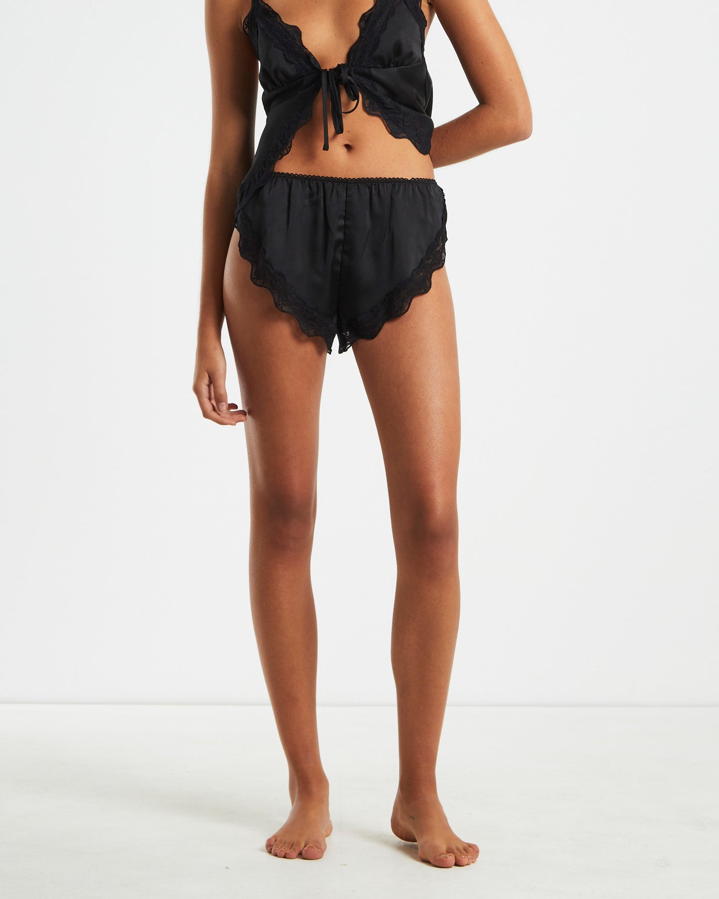 Exie Cheekly Runner Silky Shorts in Black