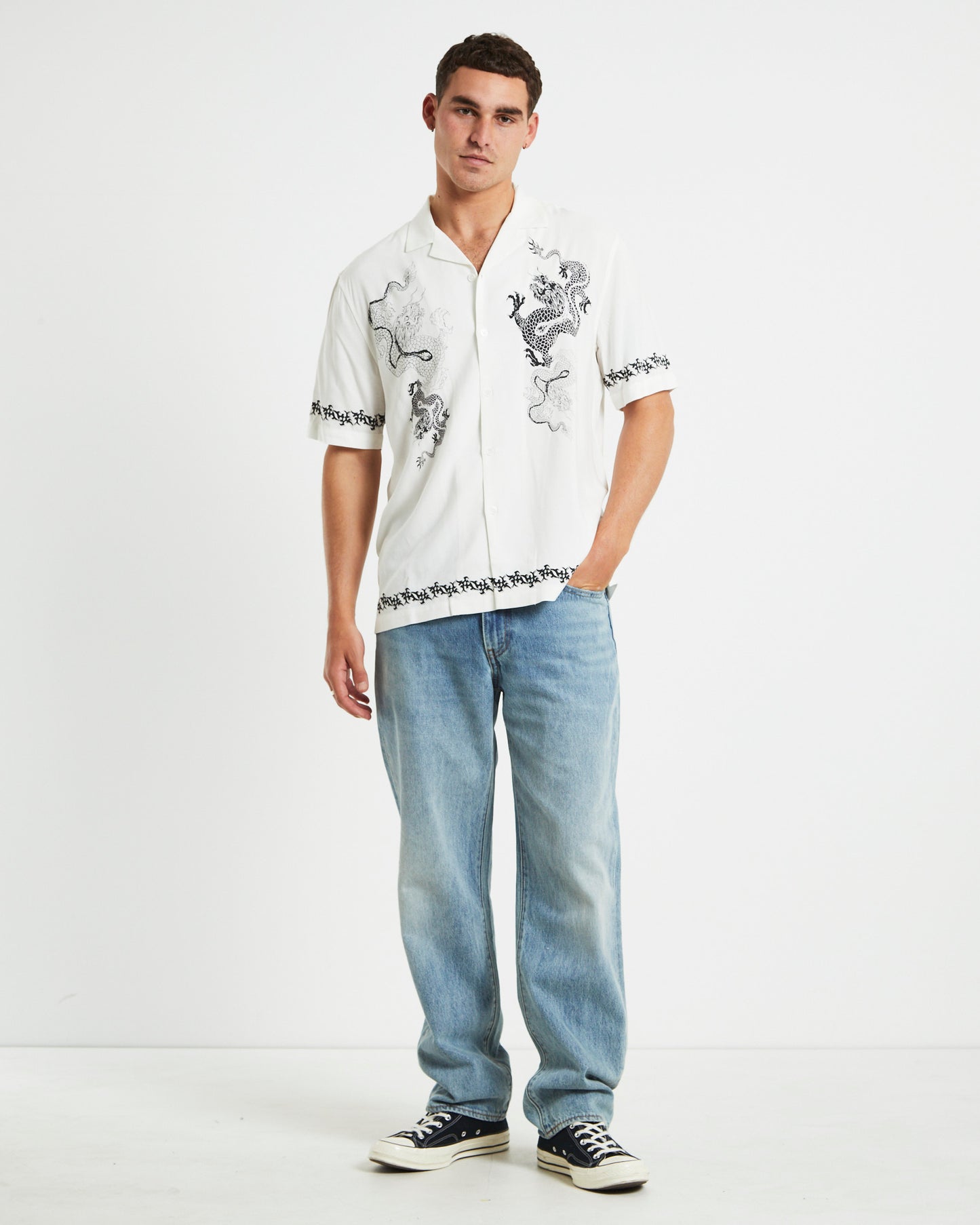 Draco Short Sleeve Resort Shirt in White