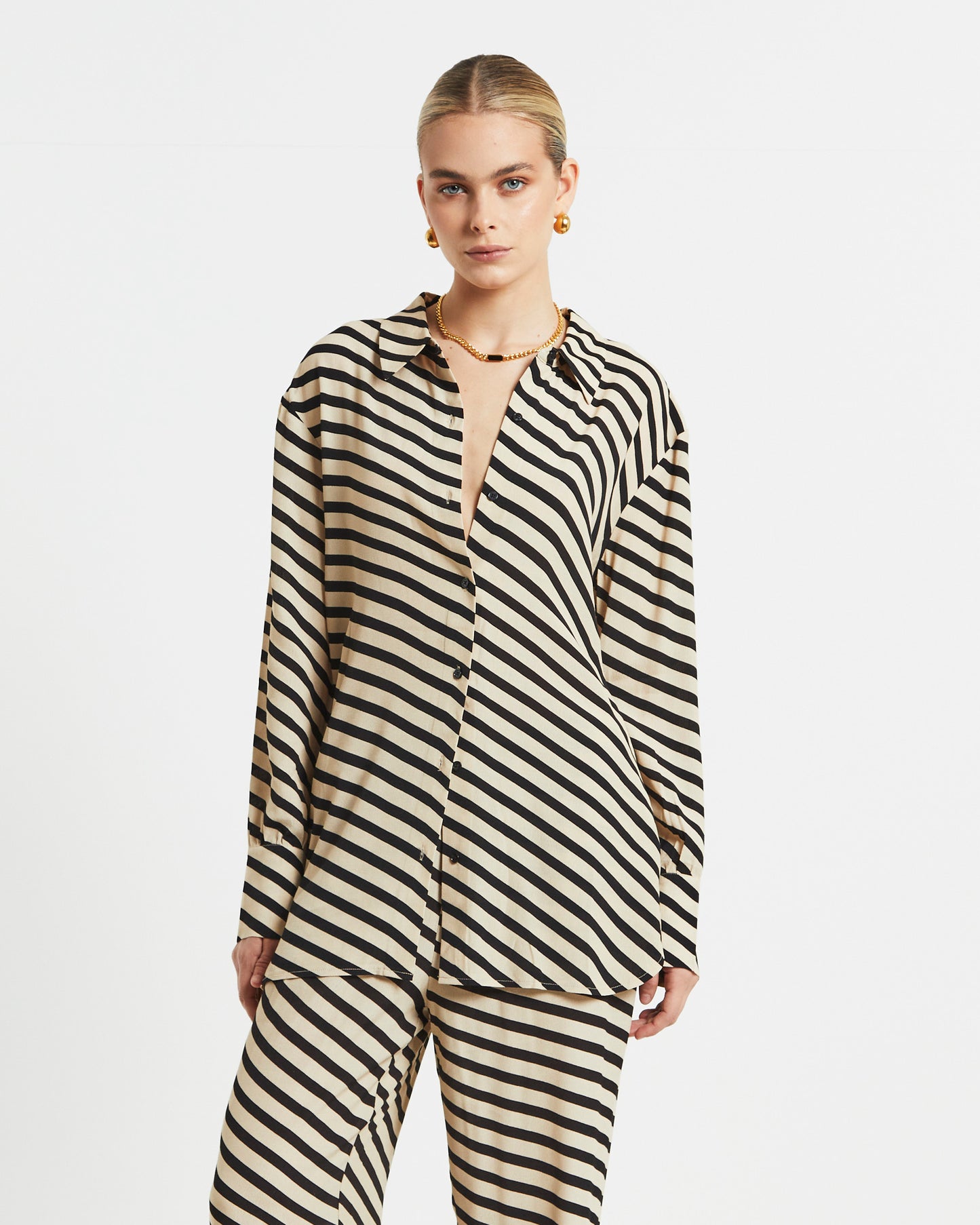 Morgan Printed Crepe Long Sleeve Shirt in Assorted