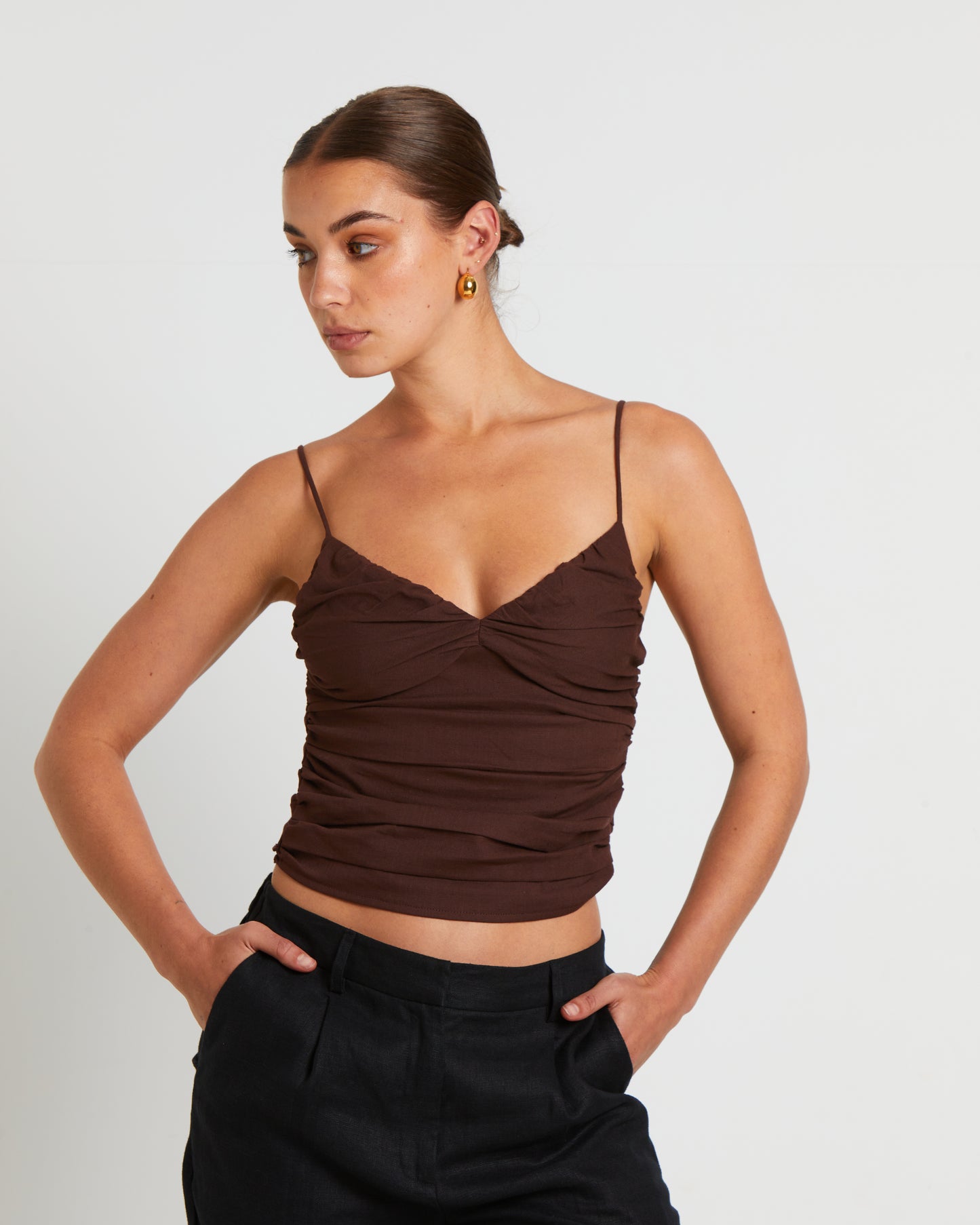 Norah Gather Cami in Coffee Brown