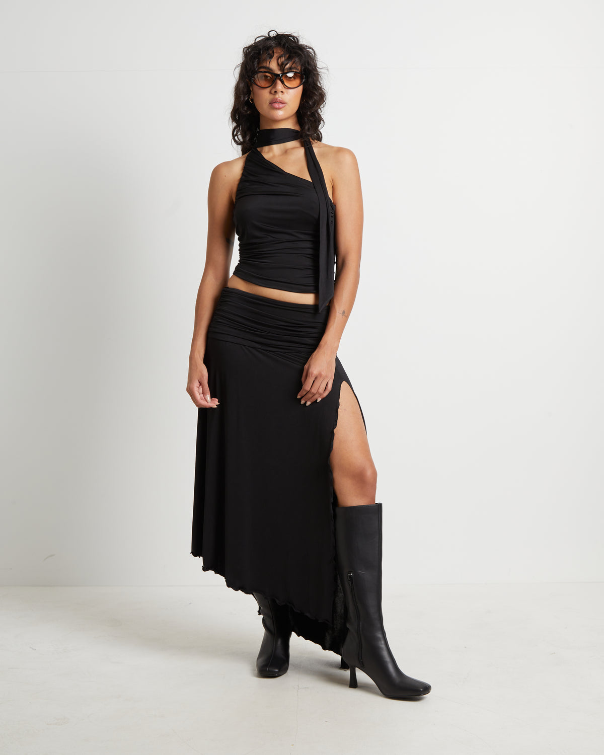 Florence Fairy Hem Maxi Skirt in Black BLACK