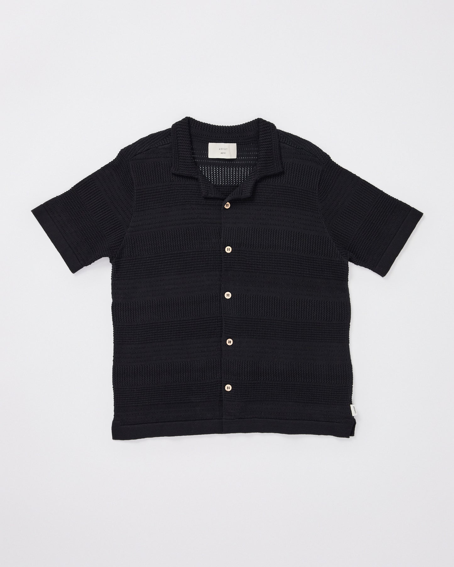 Teen Boys Fugar Knitted Short Sleeve Resort Shirt in Black