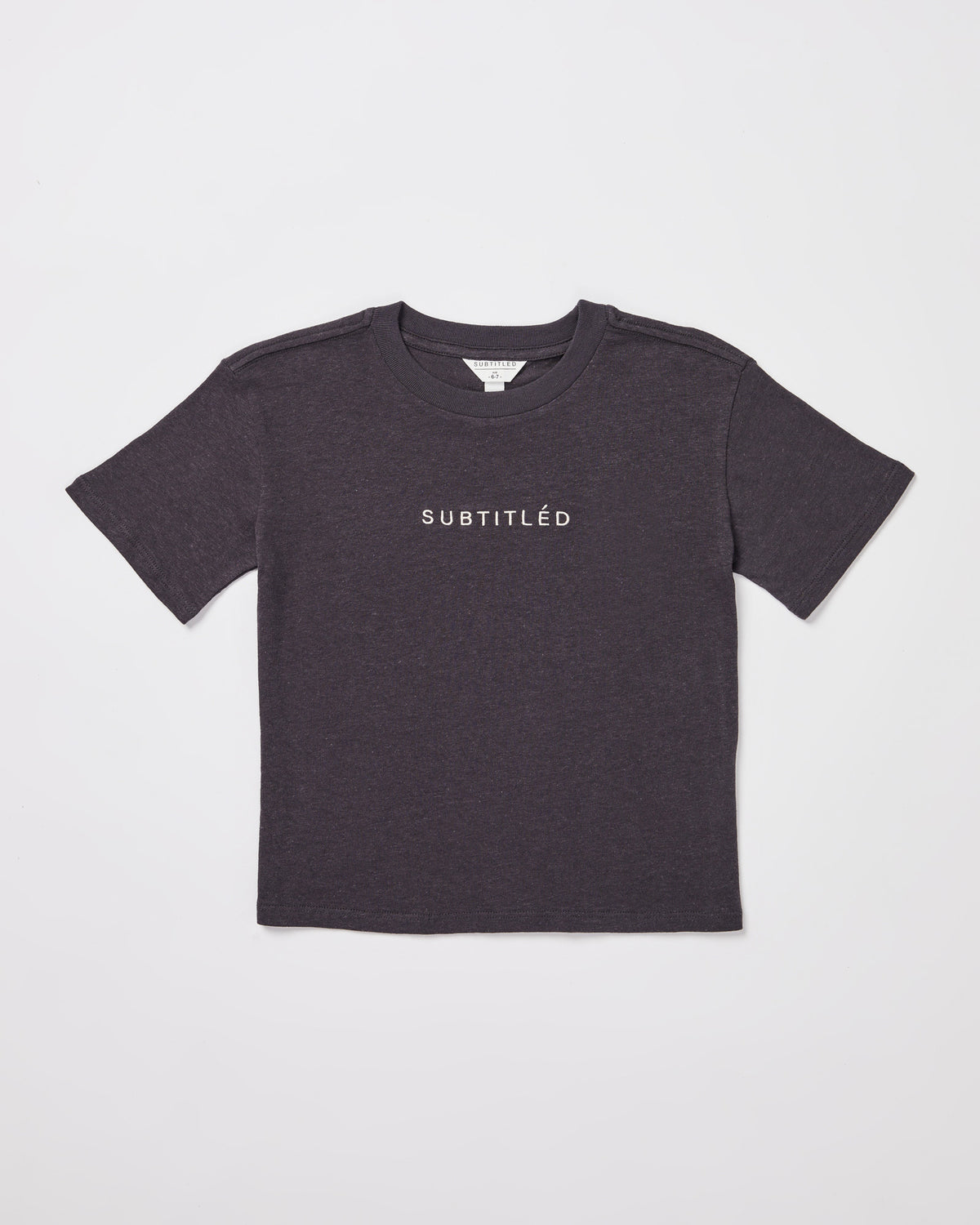 Girls State Linen Oversized Short Sleeve T-Shirt in Charcoal GREY