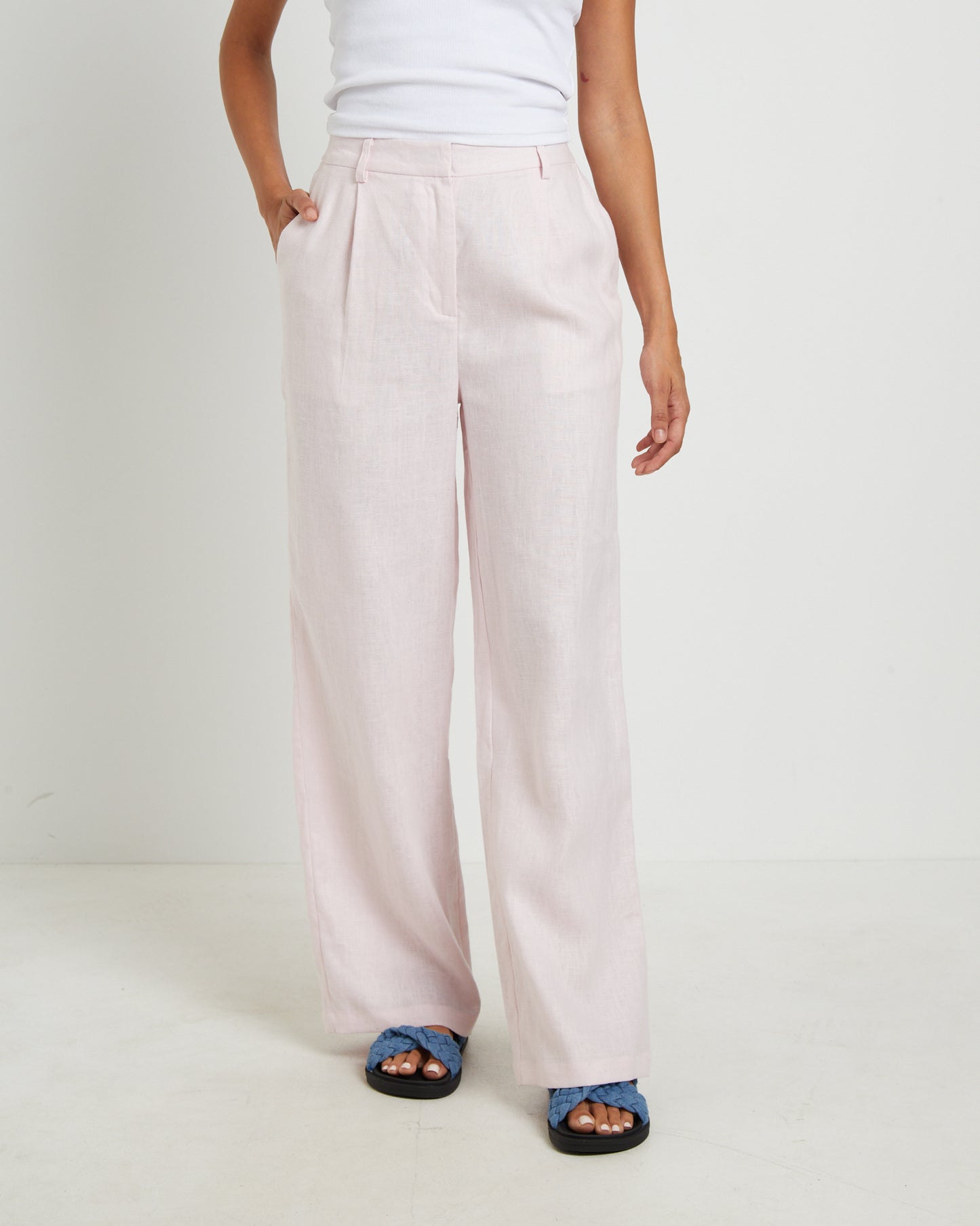 Jemimah Linen Trousers in Fairy Floss