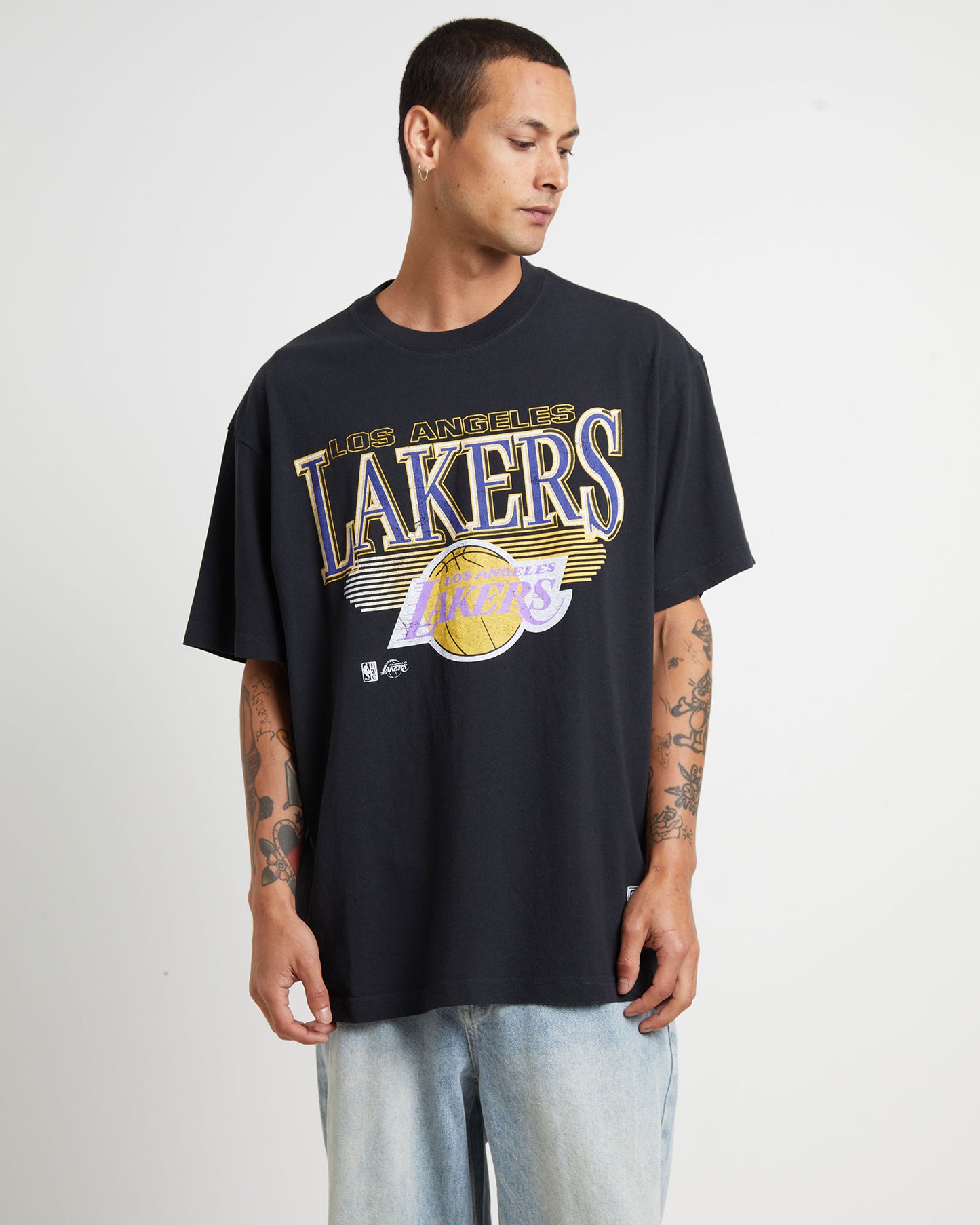 Underscore Lakers Short Sleeve T-Shirt in Faded Black