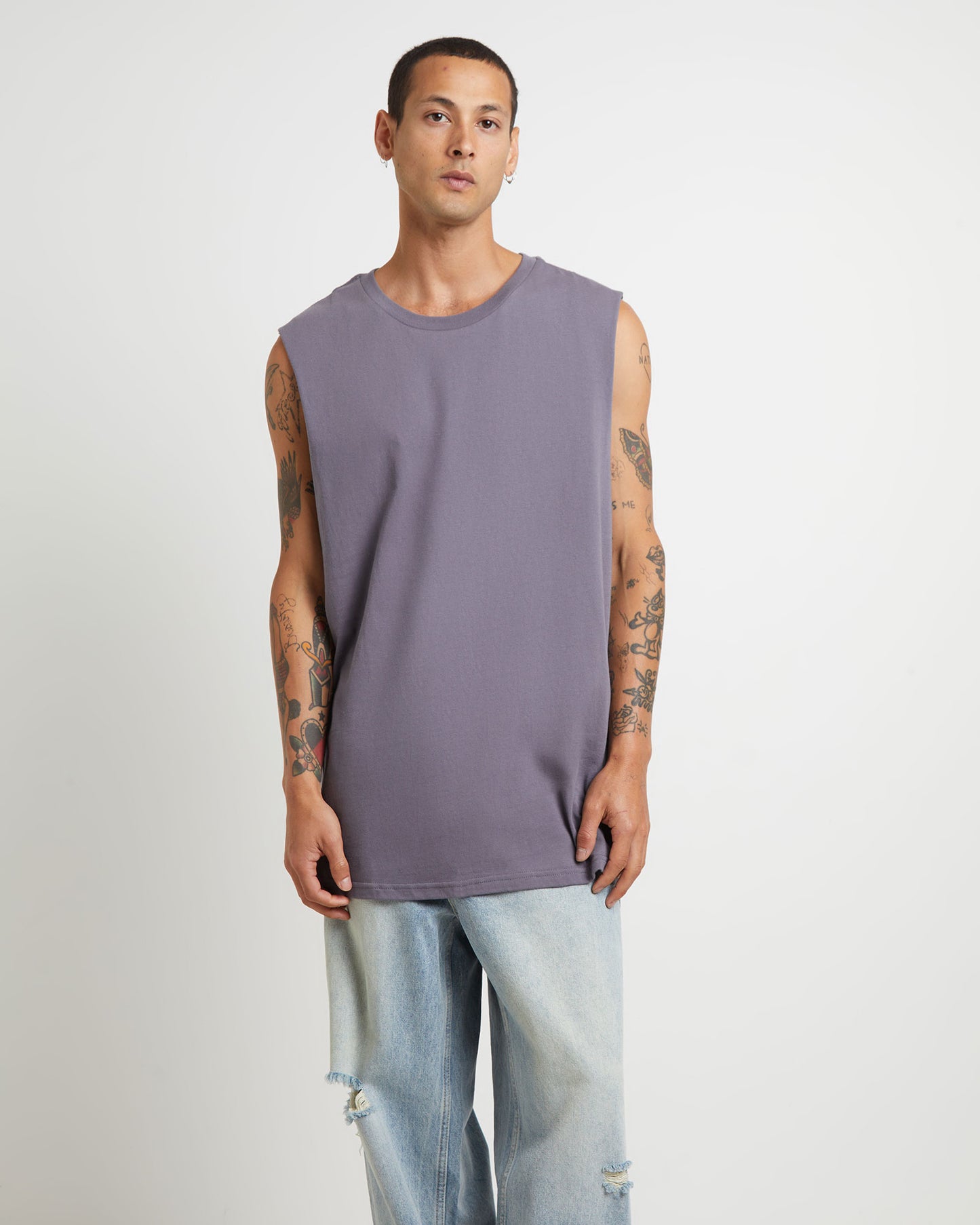 Muscle Tank in Pewter Grey