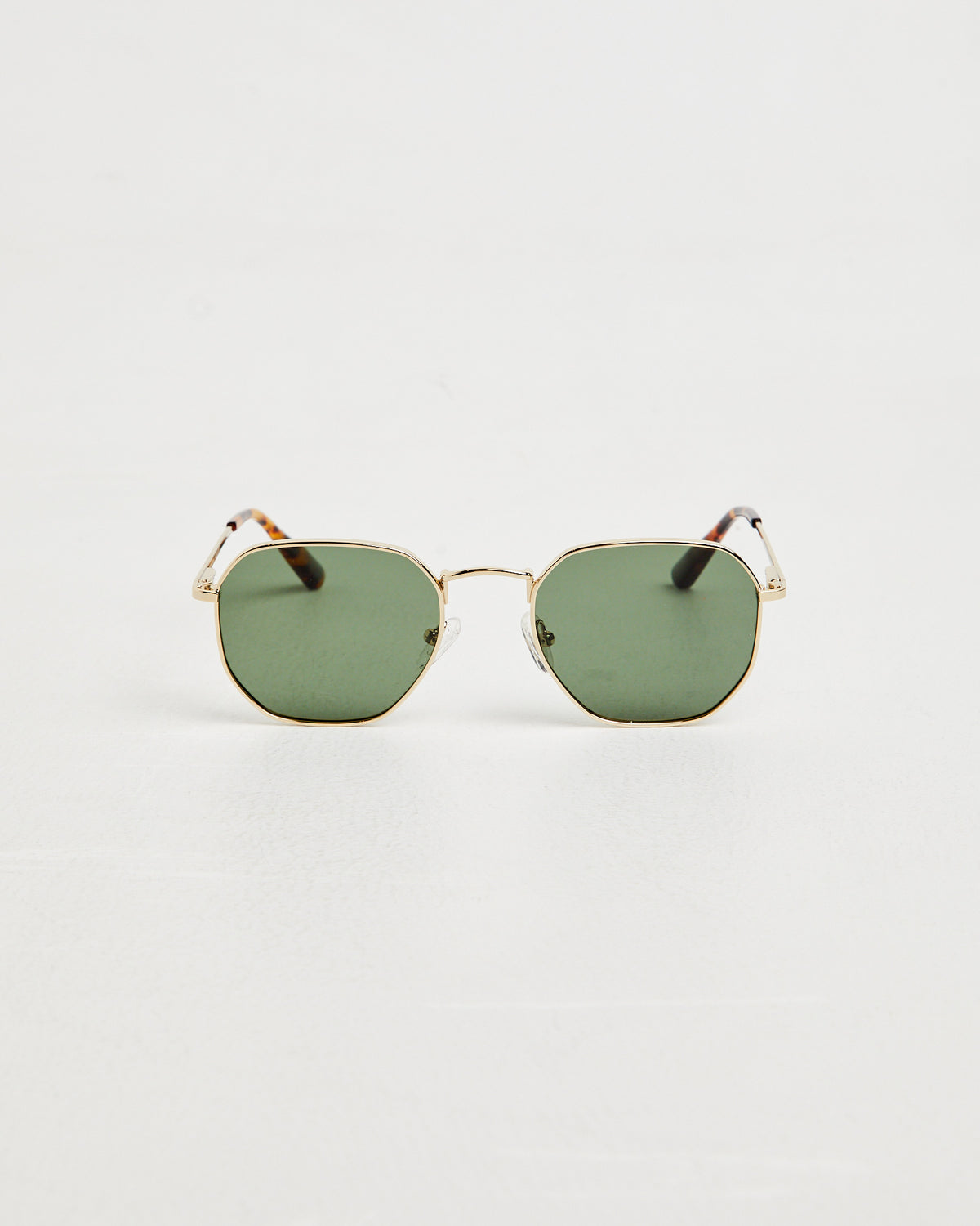 DXB Polished Sunglasses in Gold/Dark Green GOLD