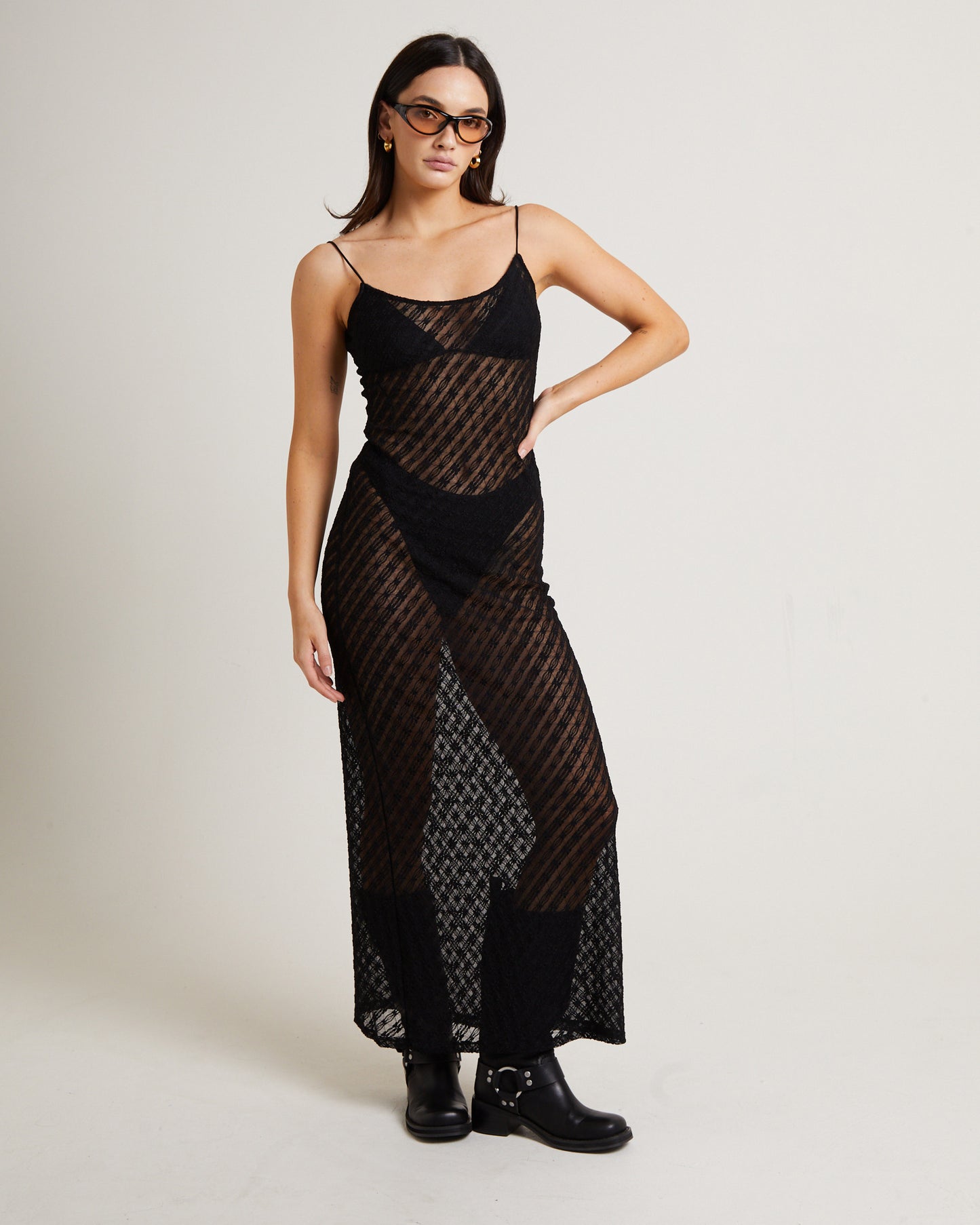 Zayla Daisy Lace Maxi Dress in Black