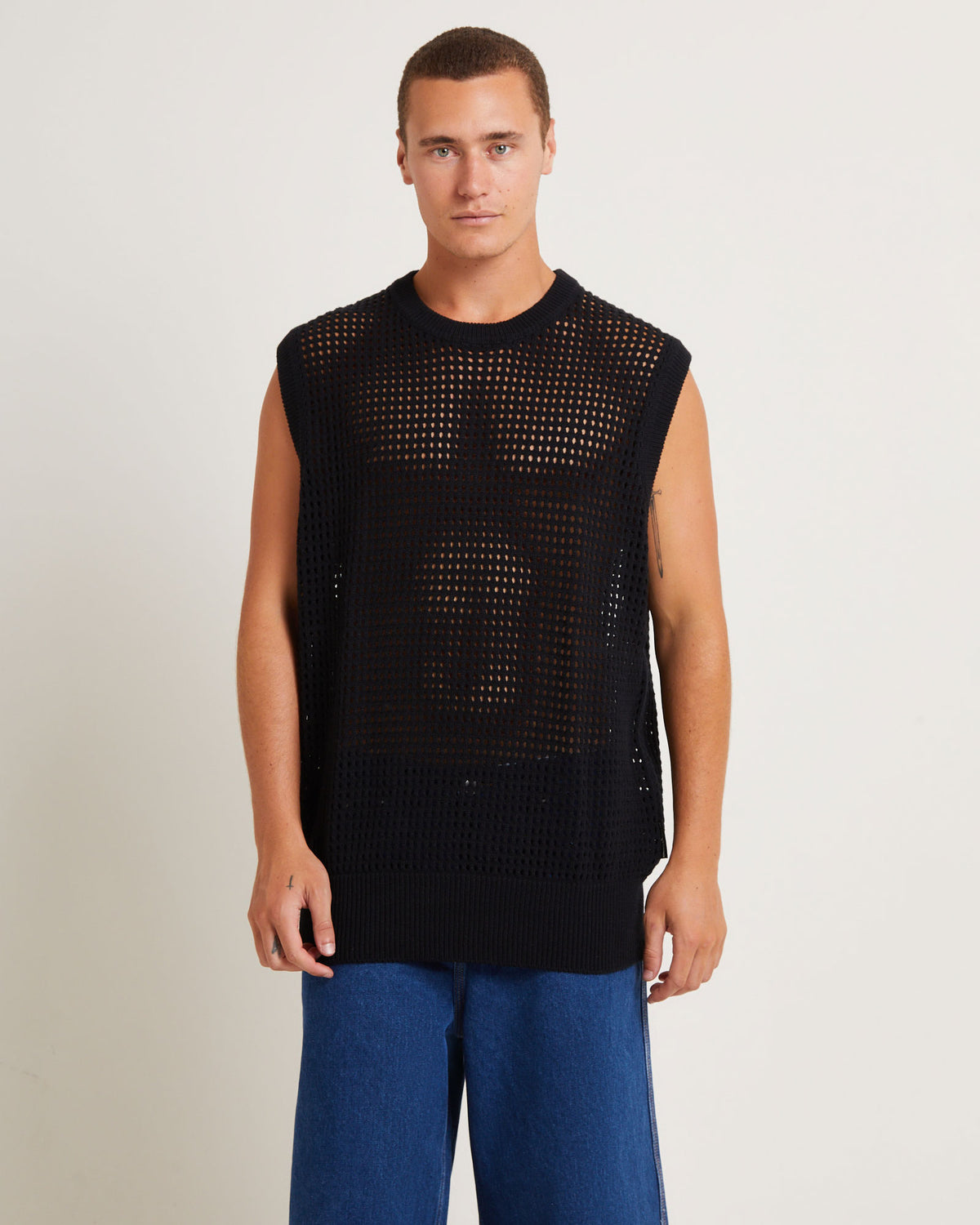 Lydo Net Knit Vest in Black BLACK