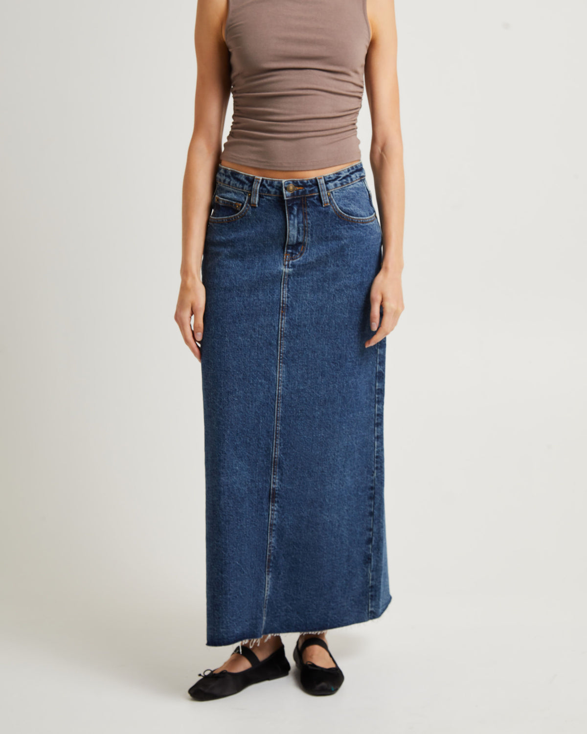 Naya Maxi Denim Skirt Grunge Blue BLUE