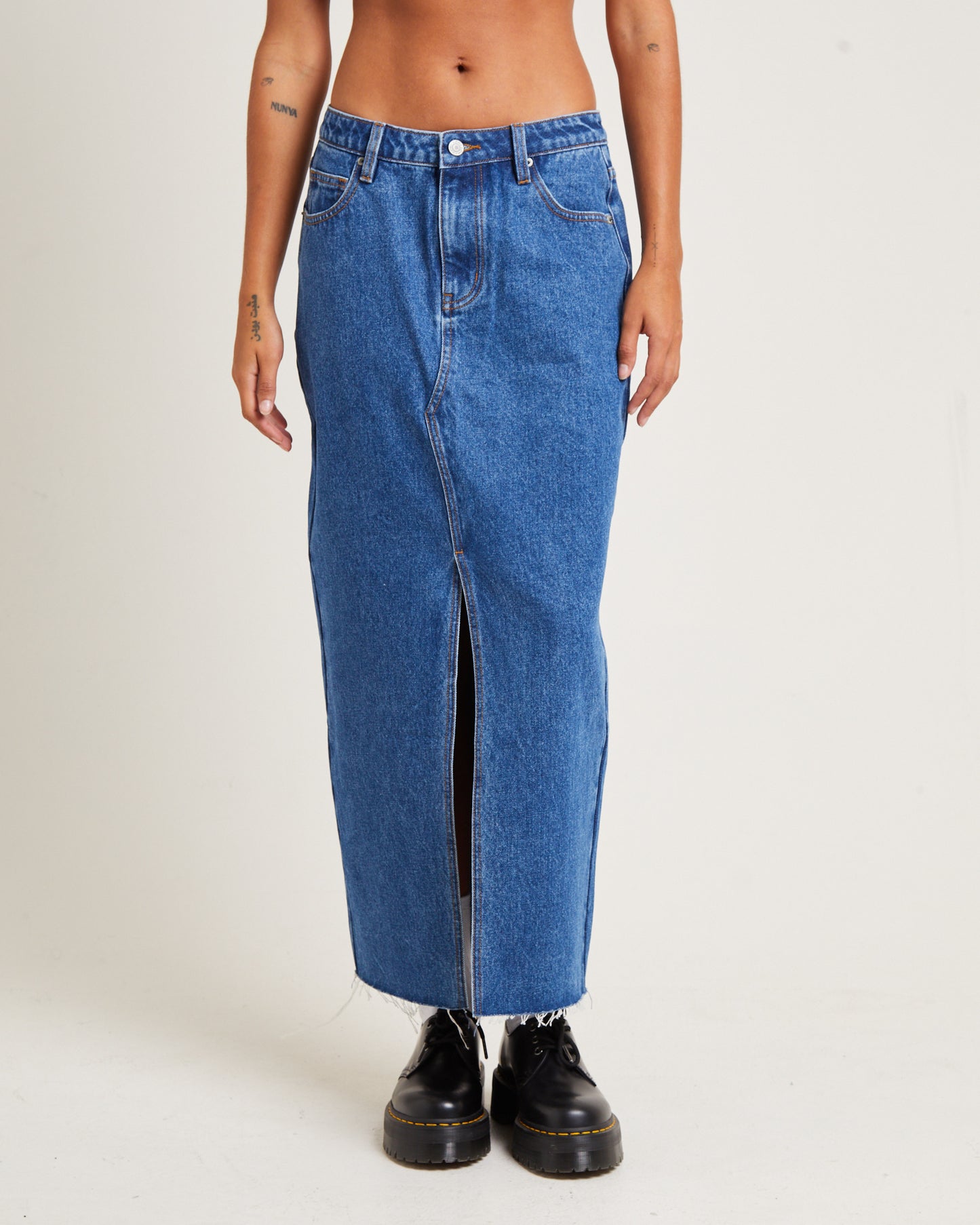 Eva Maxi Denim Skirt Moody Blue