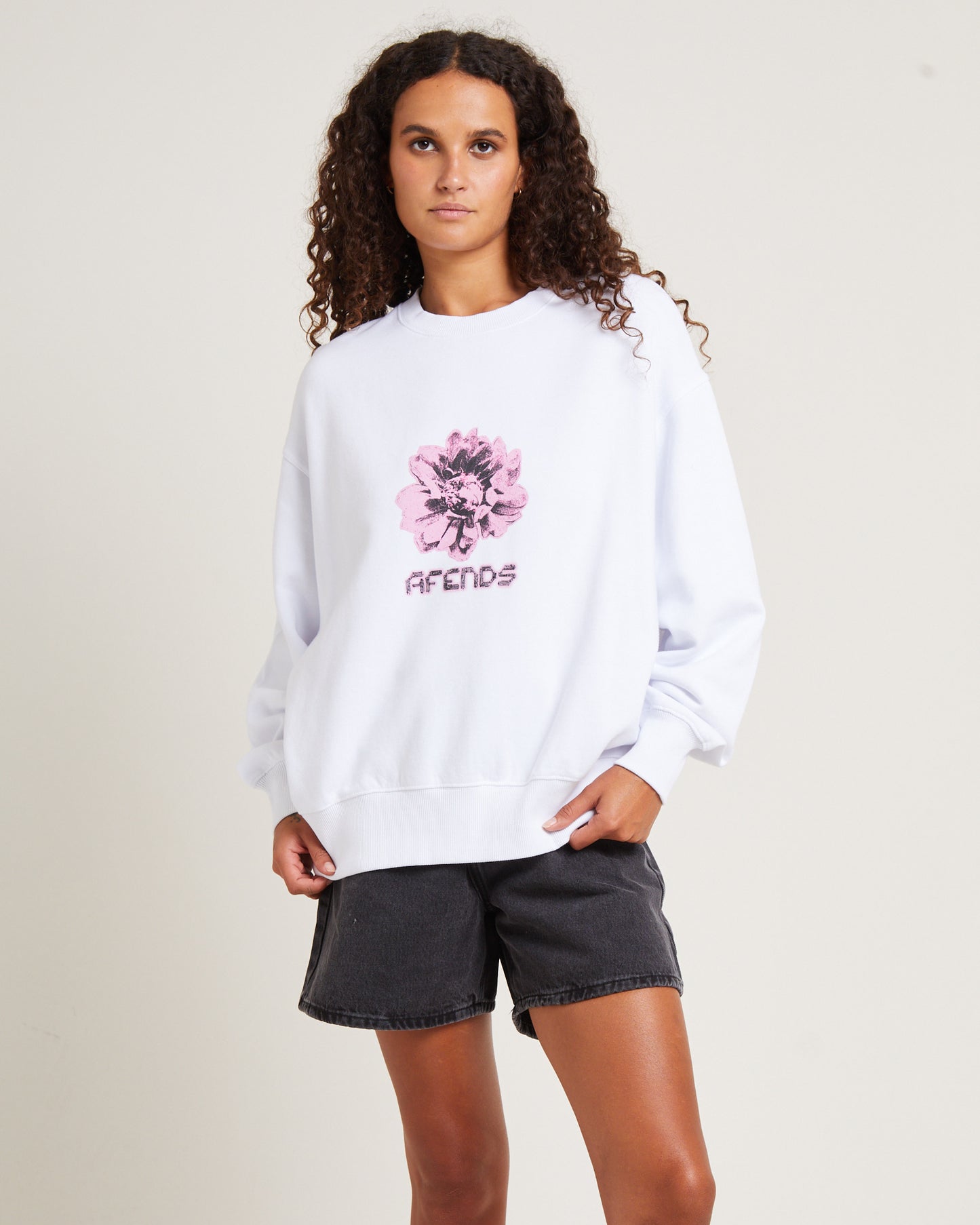 Bloom Recycled Crew Neck Jumper White