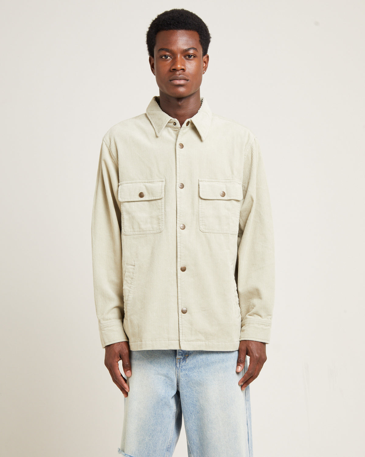 Conditions Cord Long Sleeve Overshirt TAN