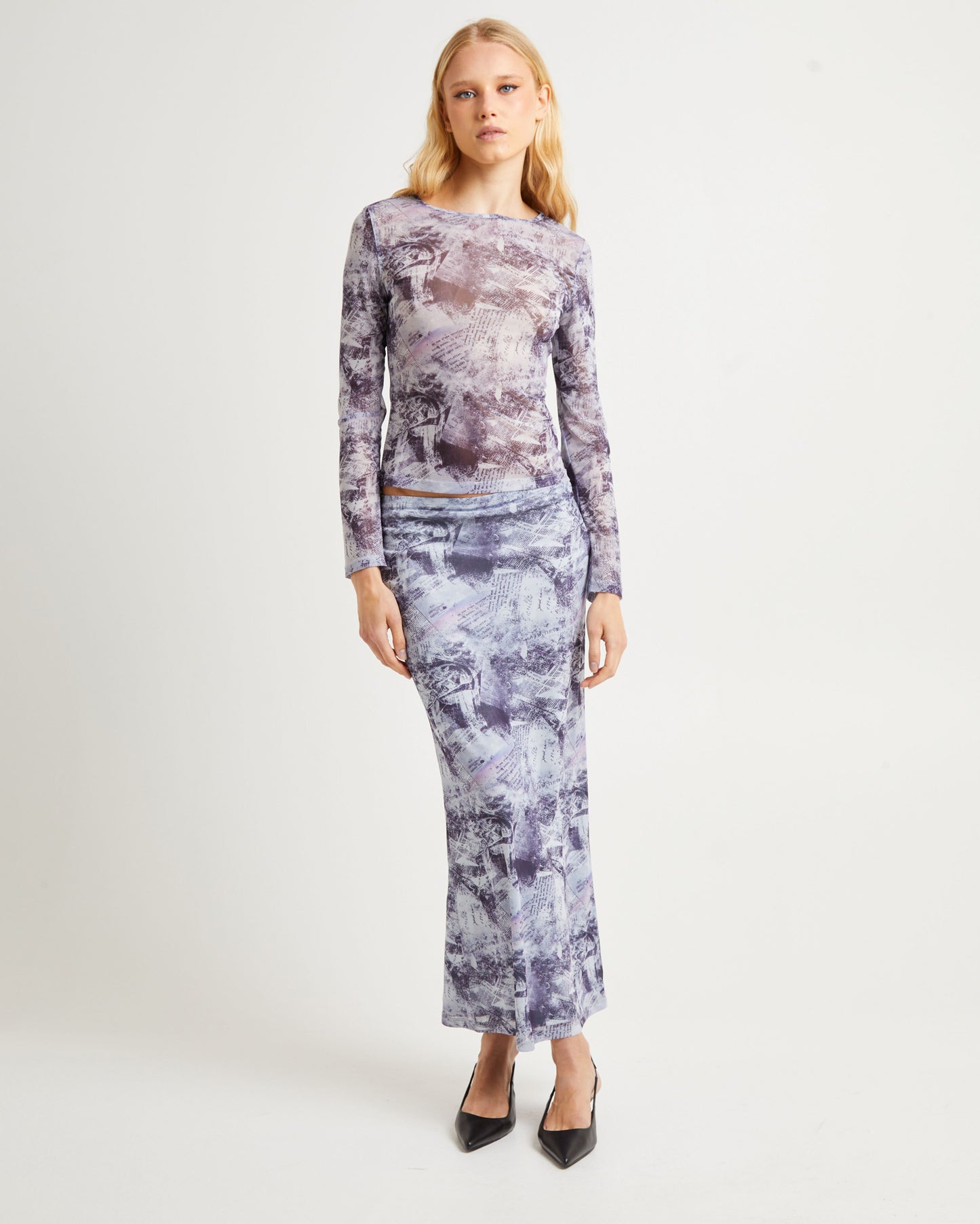 Hazy Mesh Long Sleeve Top