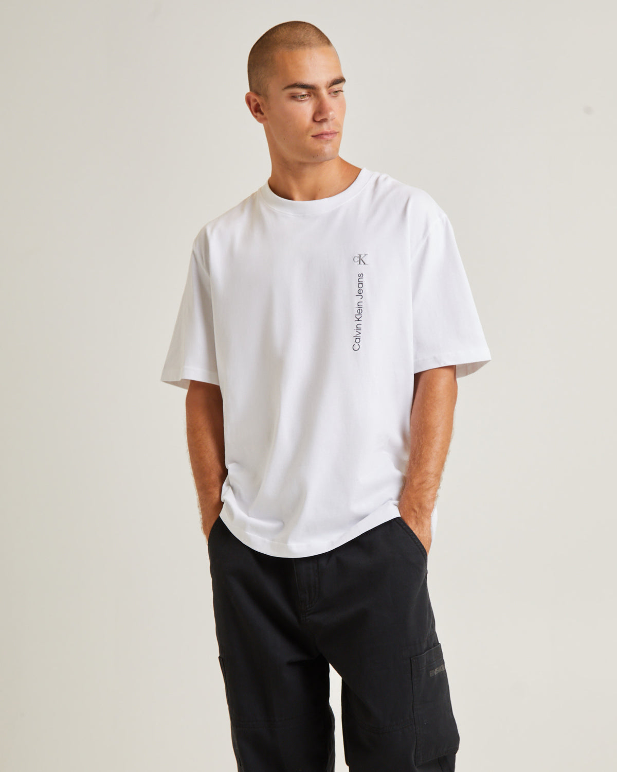 Vertical Institutional Short Sleeve T-Shirt BRIGHT WHITE