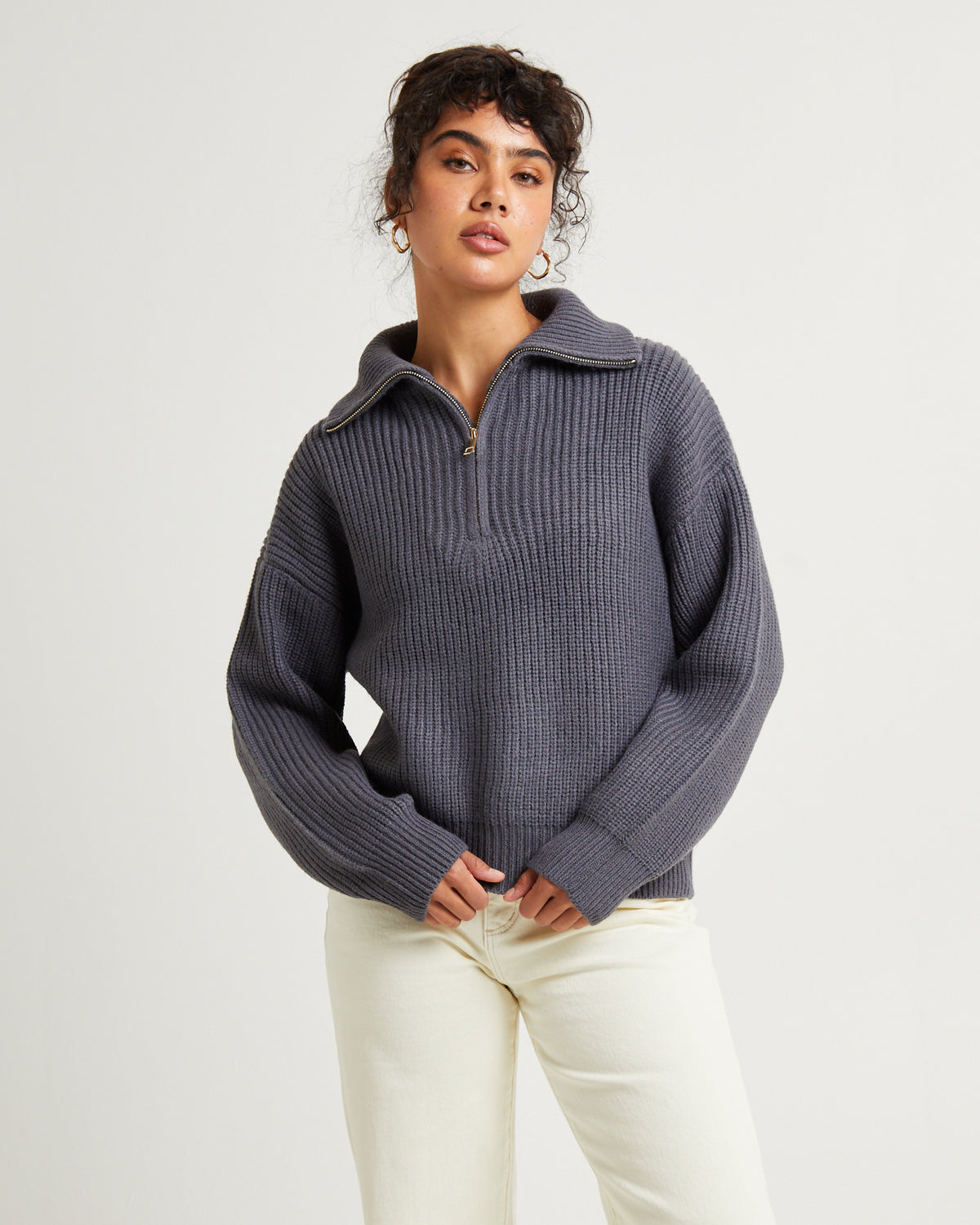 Ezra Half Zip Knit Pull Over SLATE