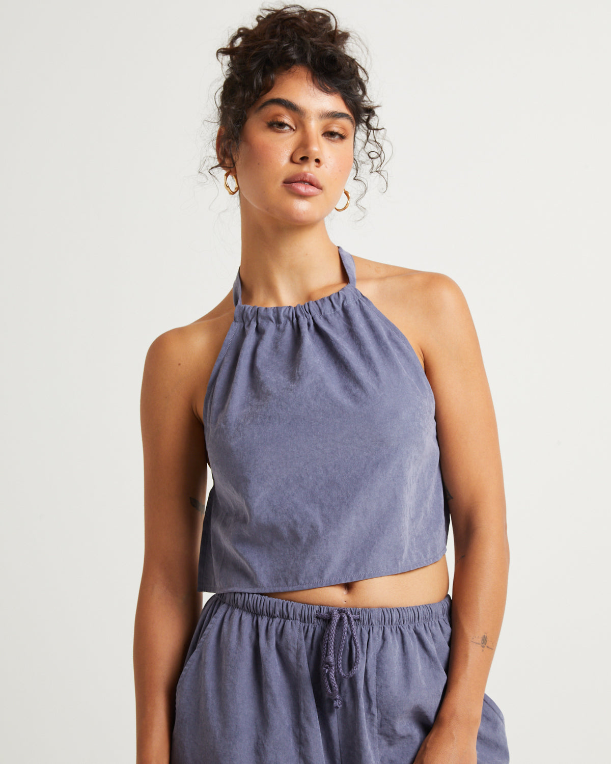 Sahara High Neck Top STEEL BLUE