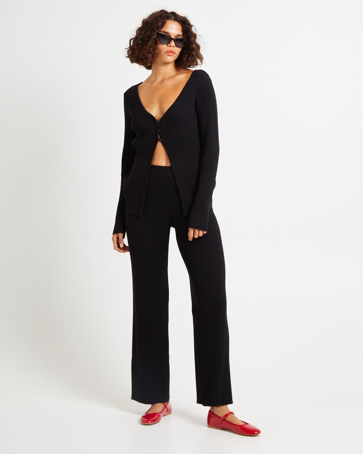 Kiah Long Sleeve Knit Top BLACK