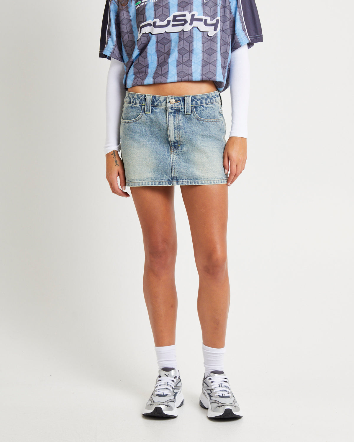 Flip Mommy Tapeless Denim Mini Skirt DIRTY DAWG