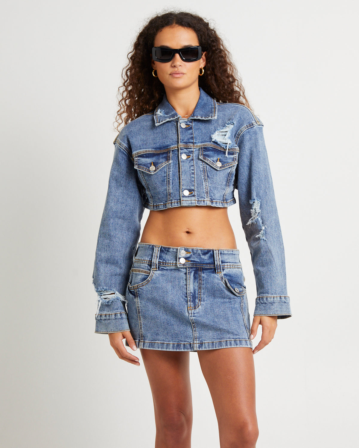 Roxy Shrunken Denim Jacket RINGSPUN BLUE