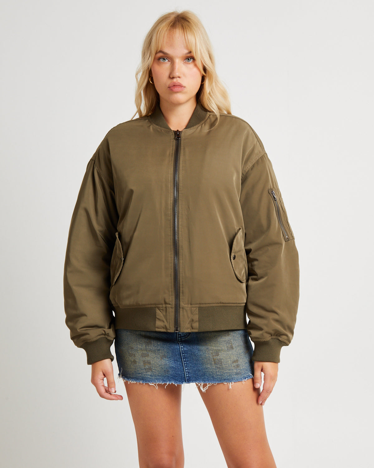 Relaxed Bomber Jacket ARMY GREEN