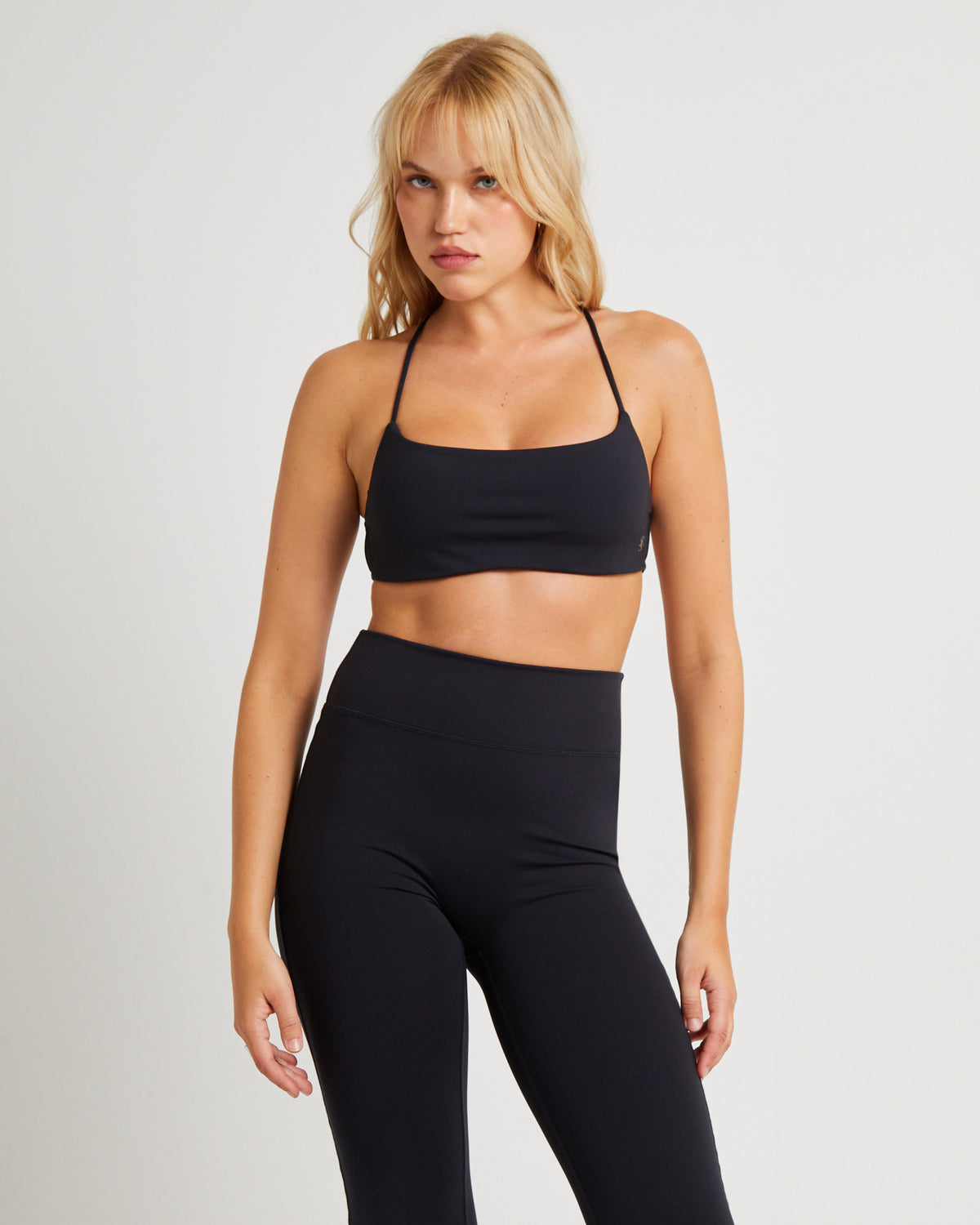Stringy Cross Back Crop Top BLACK