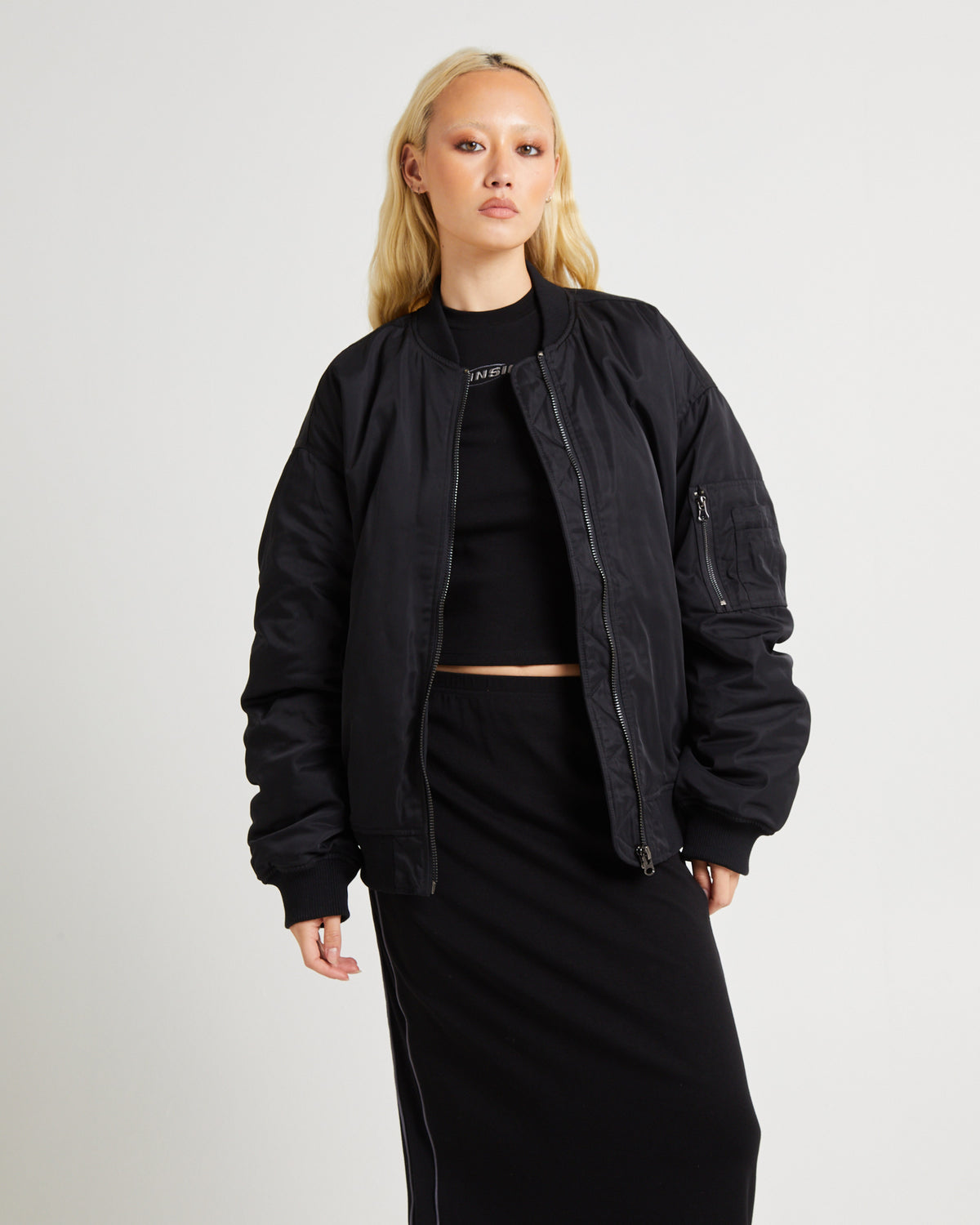 Relaxed Bomber Jacket BLACK