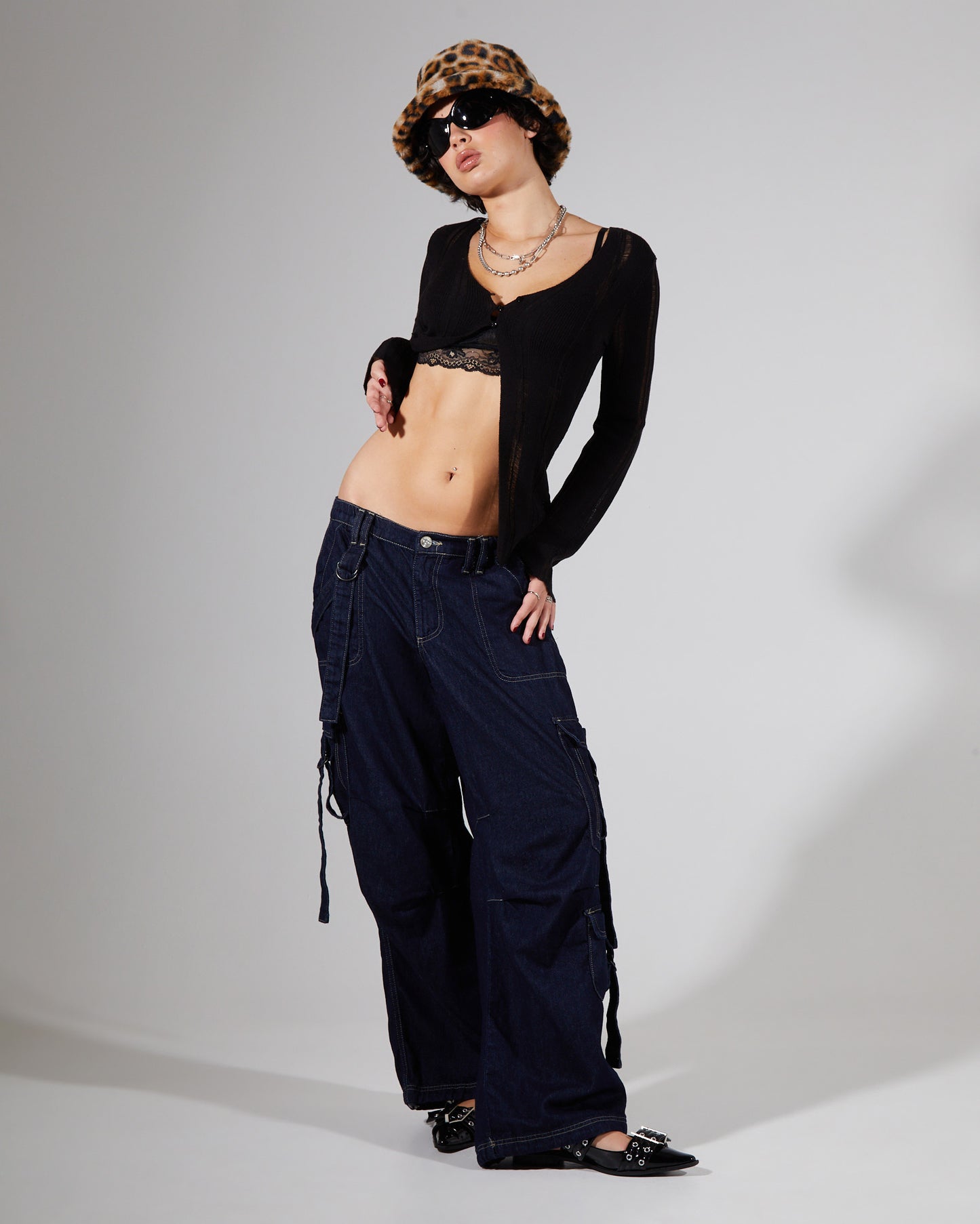 BDG Strappy Cargo Pants Rinse Denim