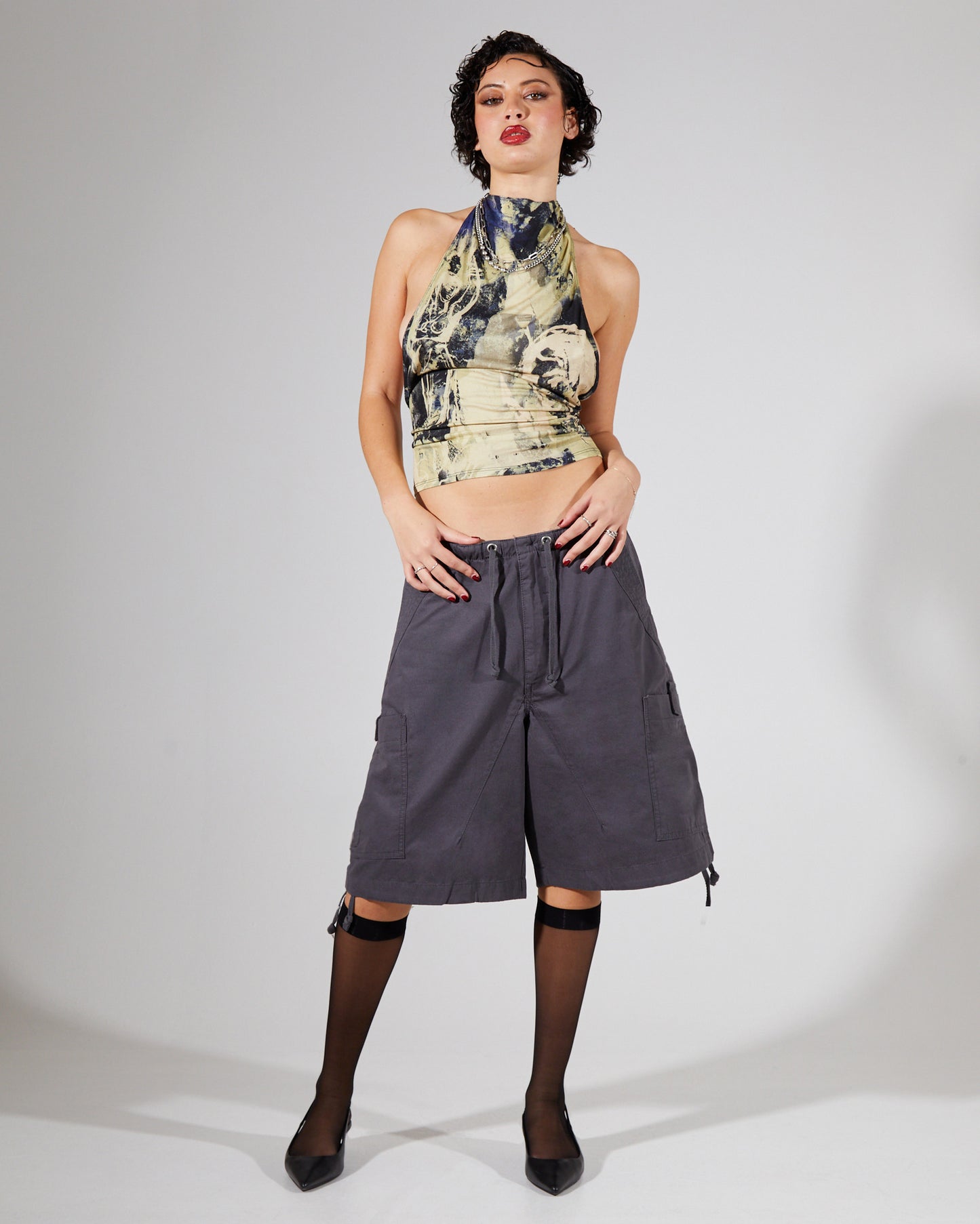 Parachute Cargo Shorts Vintage Grey