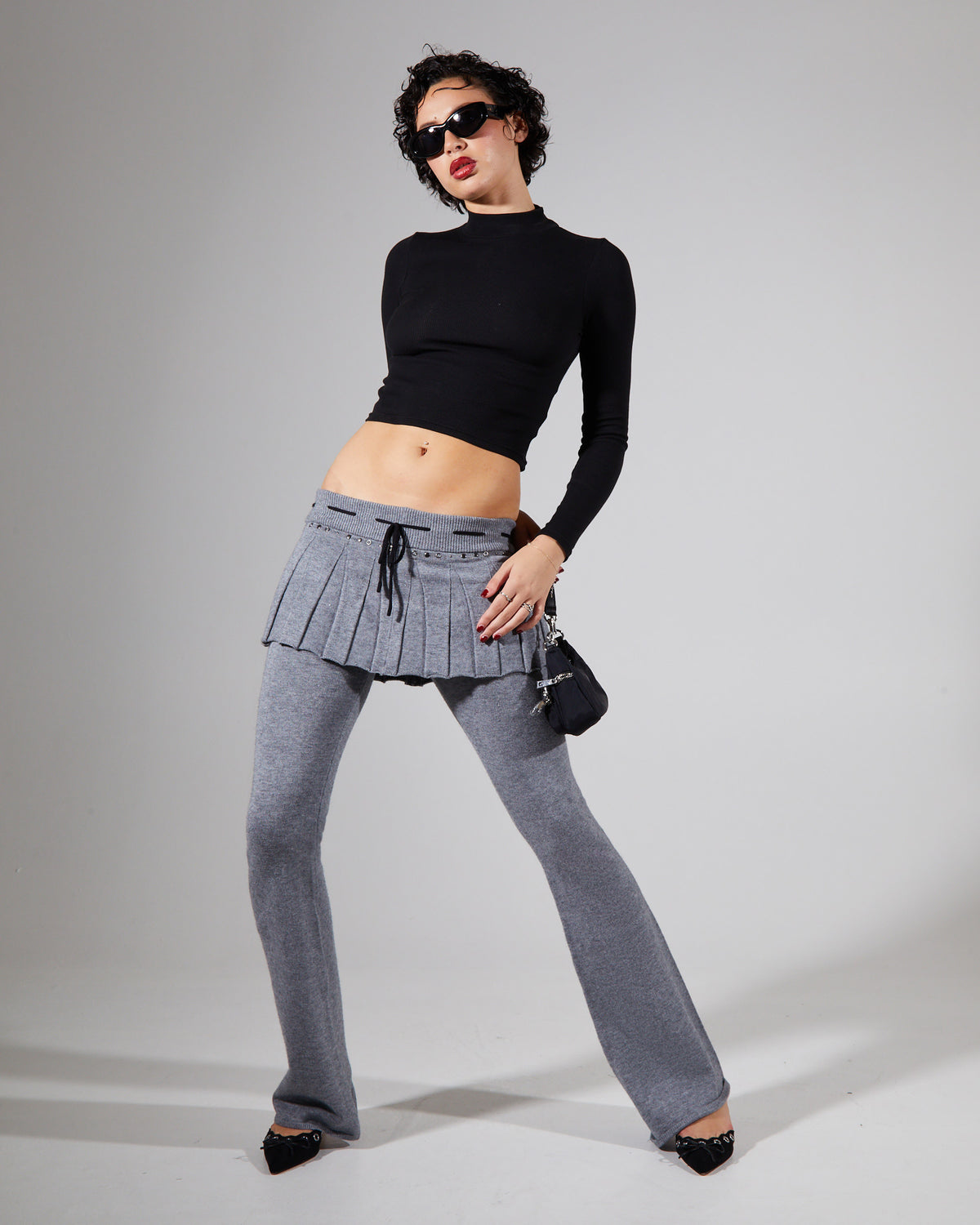 WFH Studded Skirt Trousers GREY