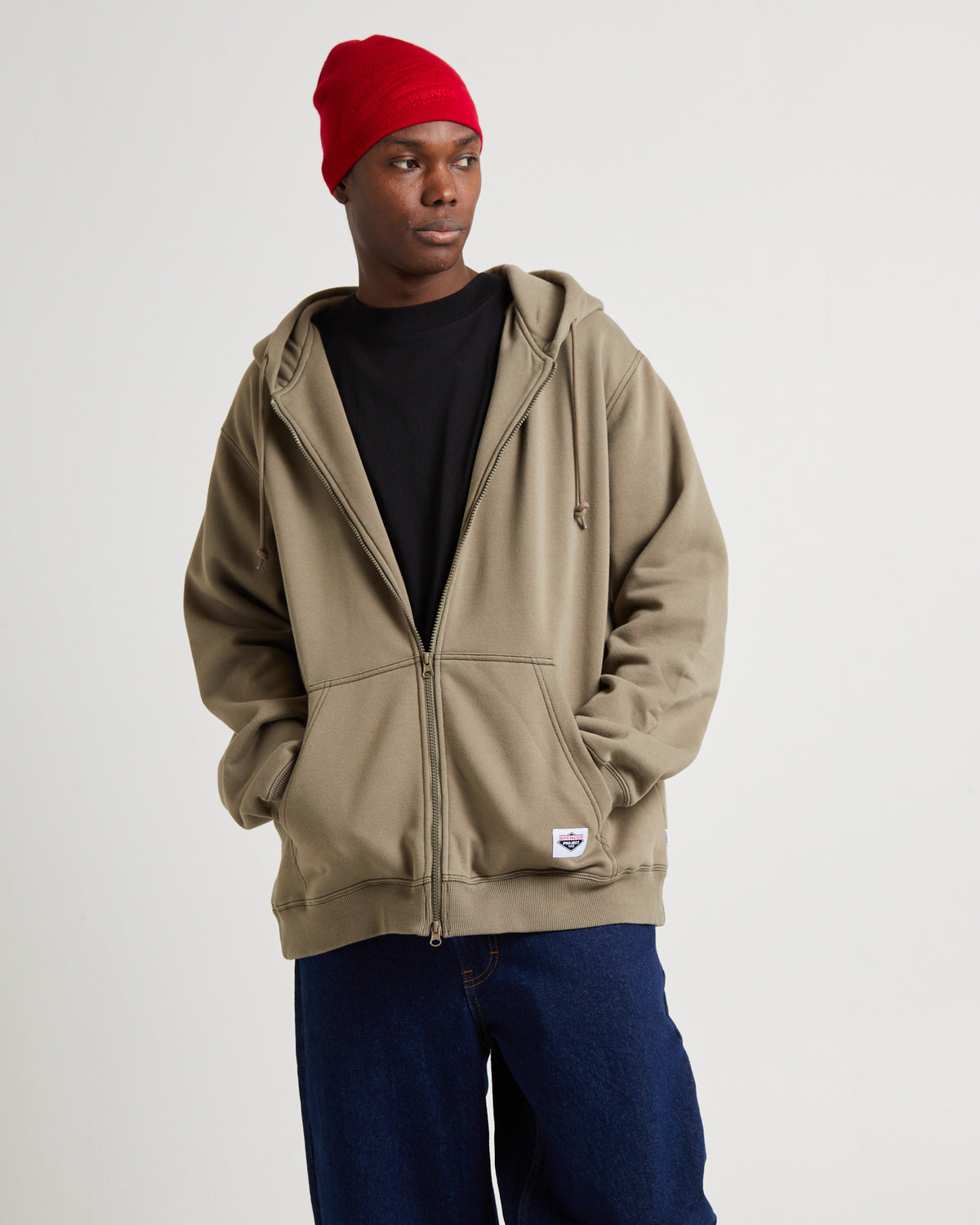 Workwear Zip Through Hoodie TAN