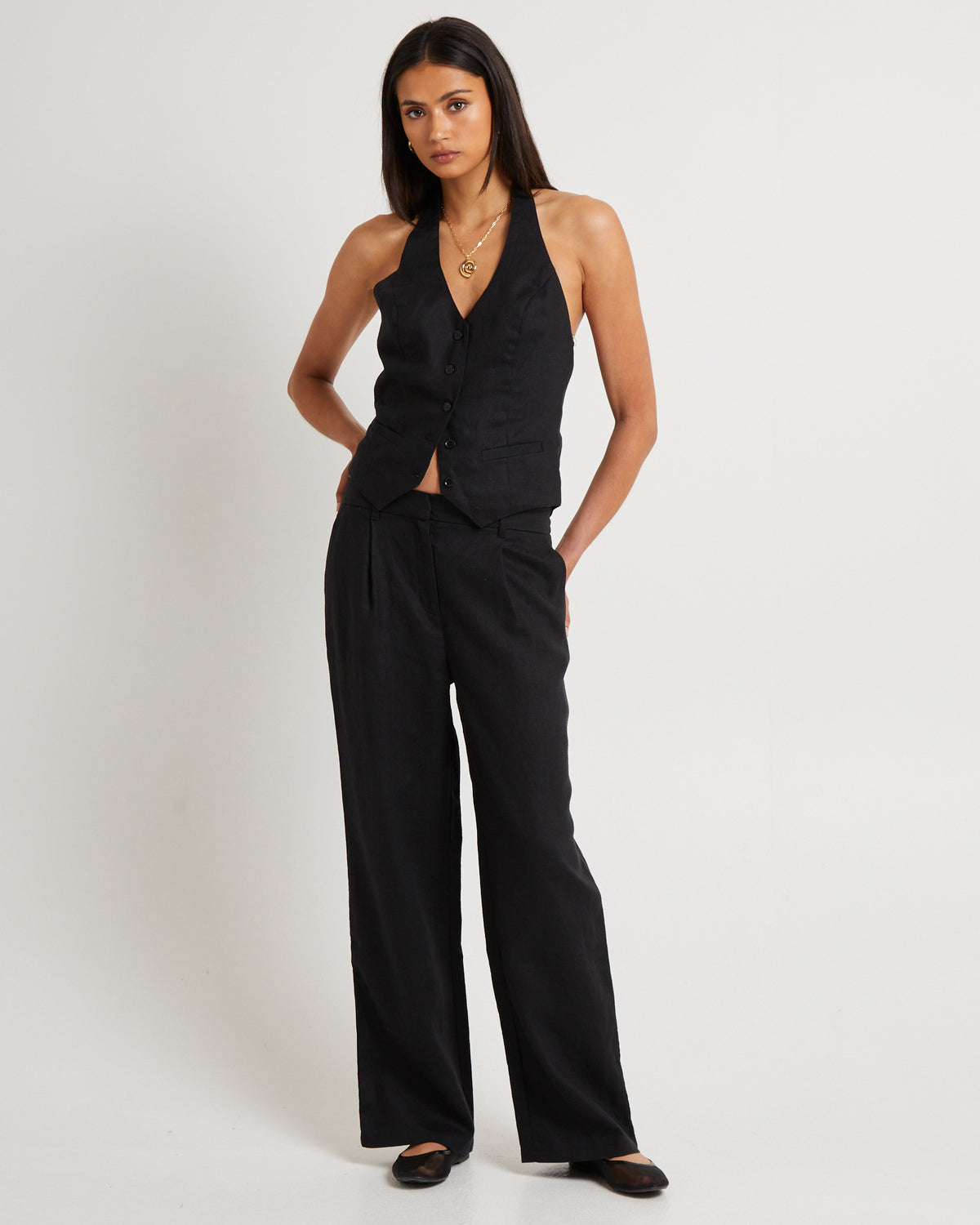 Jemimah Linen Trousers BLACK