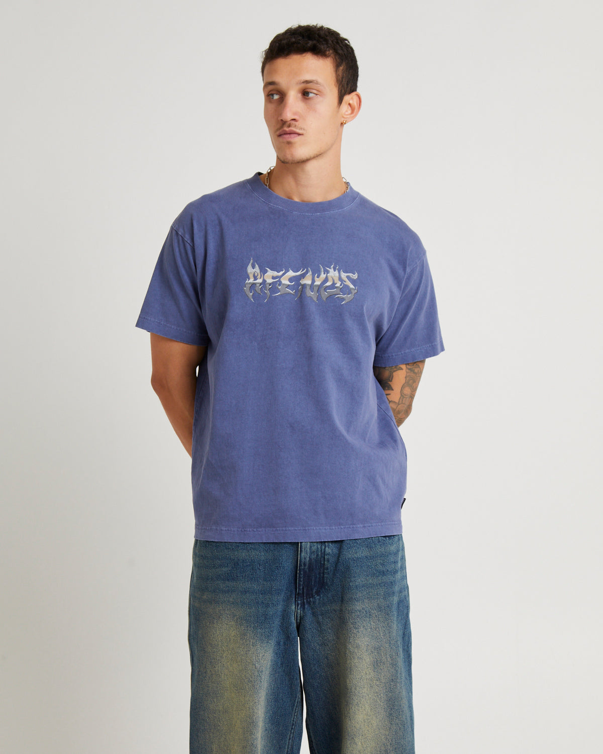 Scorched Heavy Boxy Fit T-Shirt WASHED MARLIN