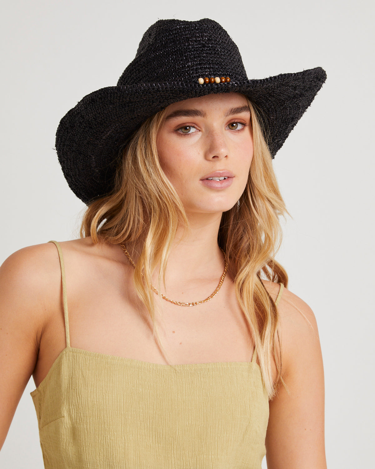 Beach Side Rafia Cowboy Hat BLACK