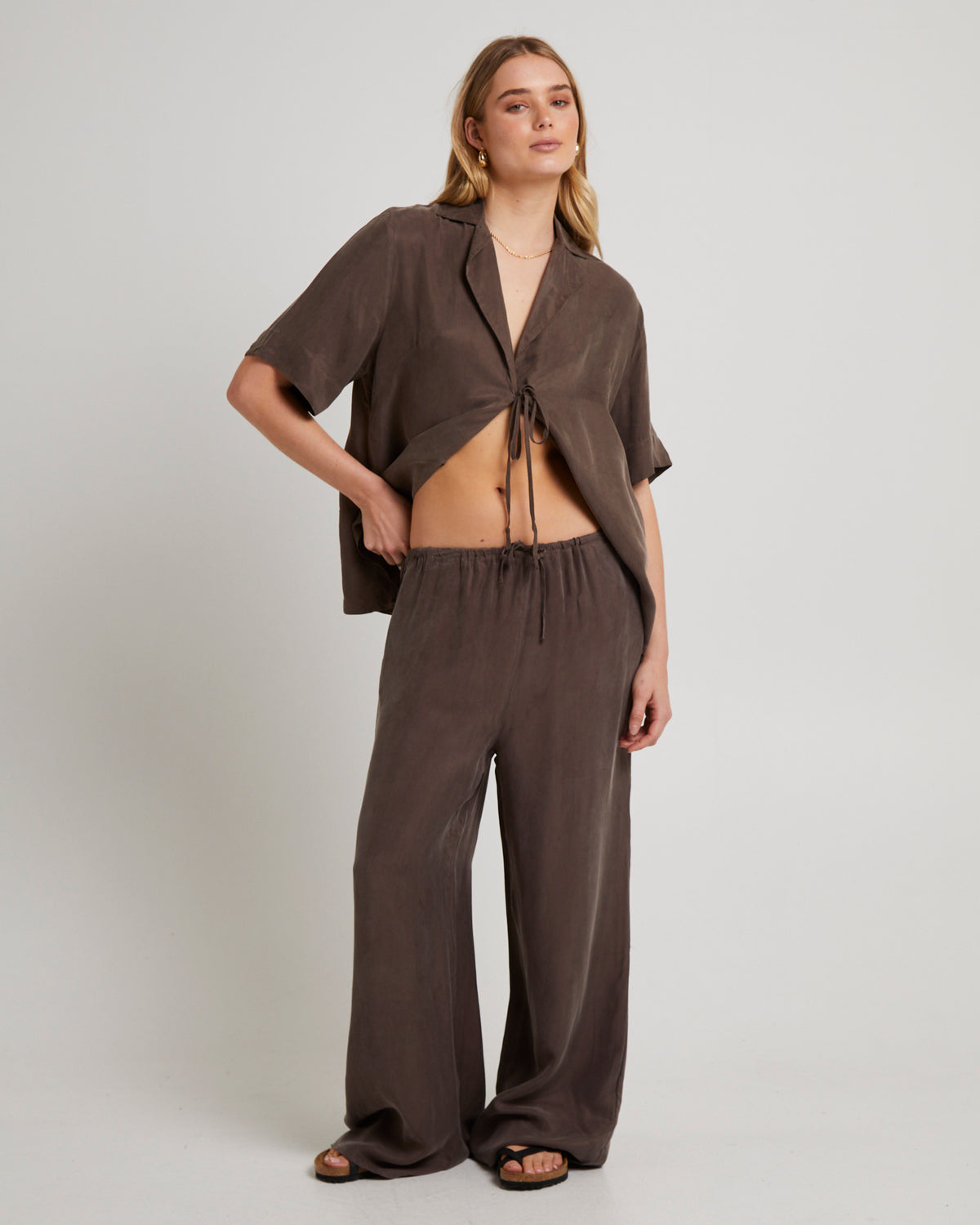 Tie Up Pants CHOCOLATE