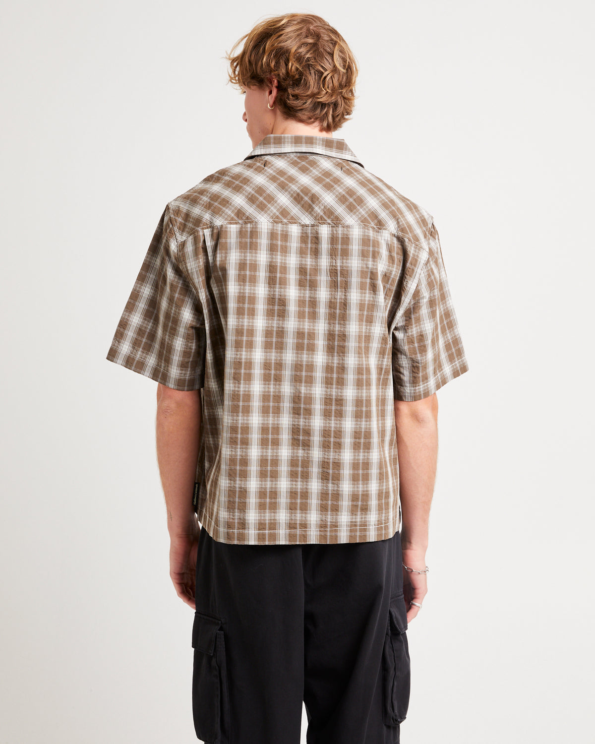 Homage Cropped Resort Shirt UMBER CHECK