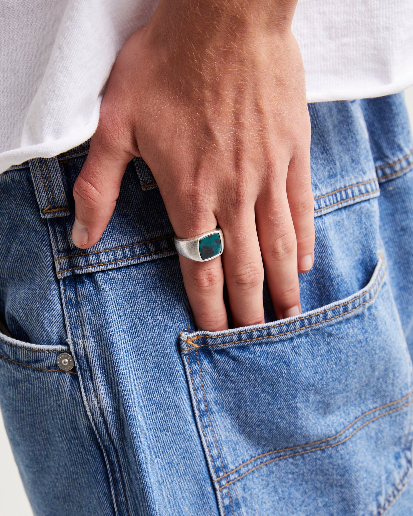 Square Inlay Signet Ring Set