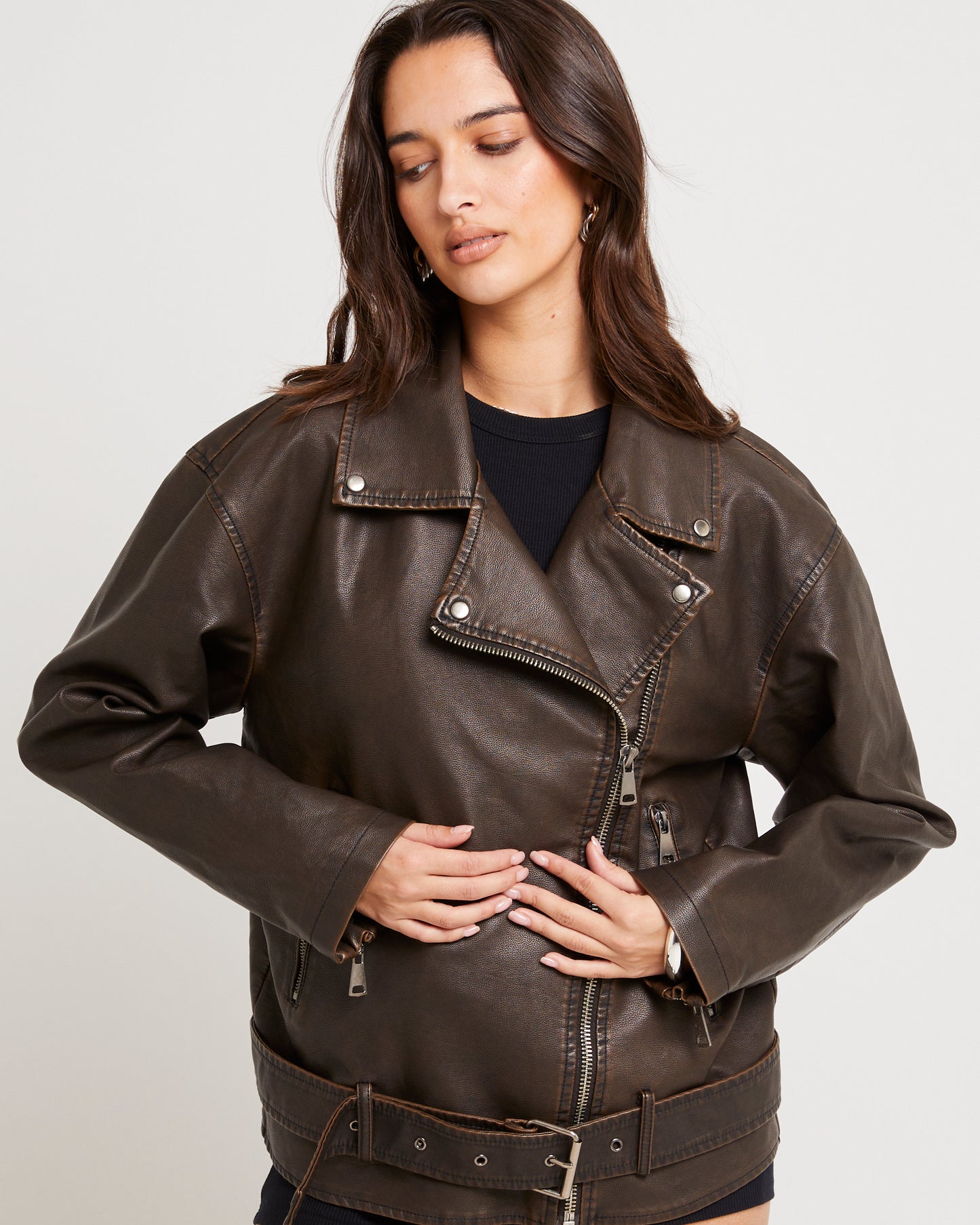 Ines Distressed Biker Jacket