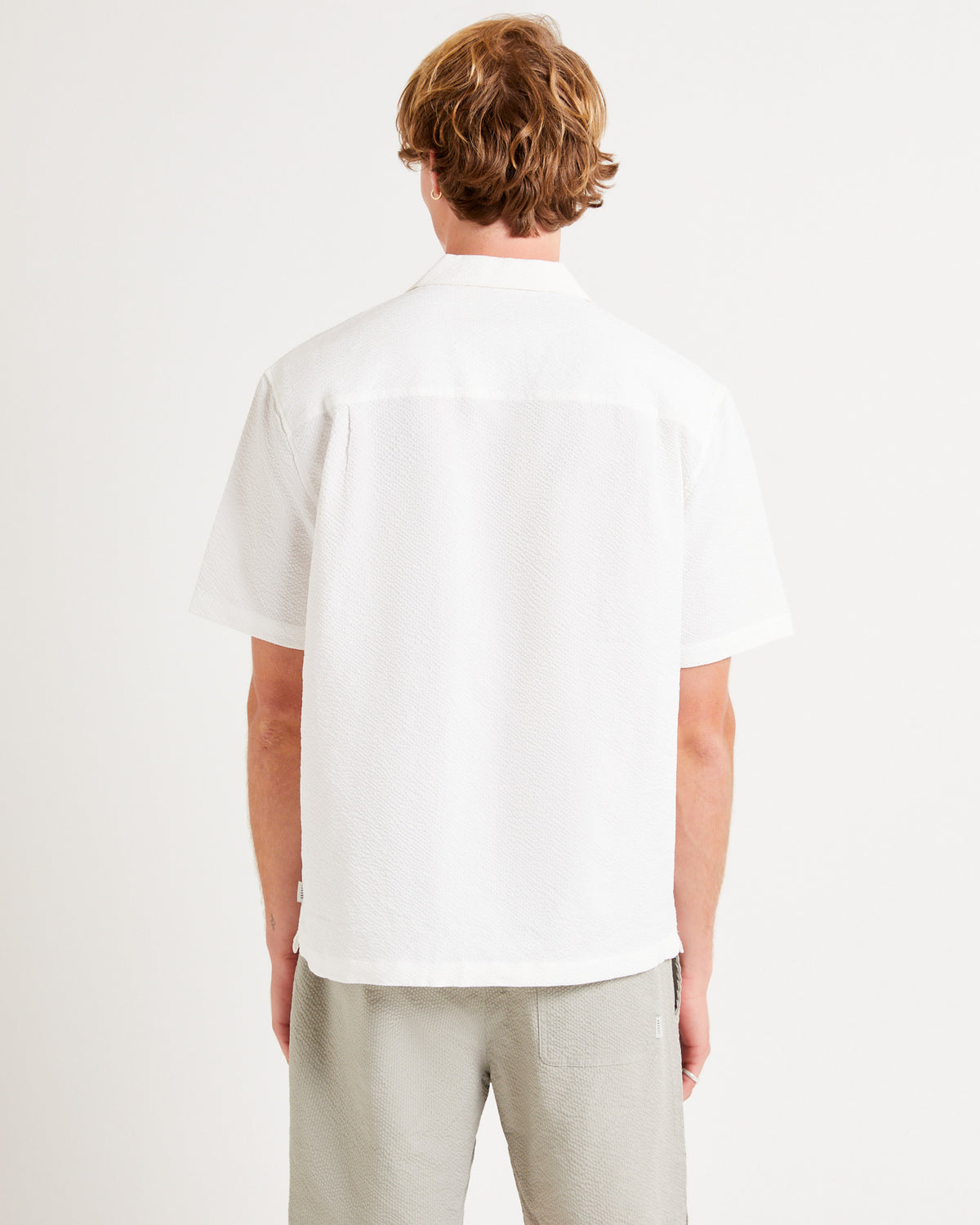 Morrison Seersucker Short Sleeve Resort Shirt WHITE