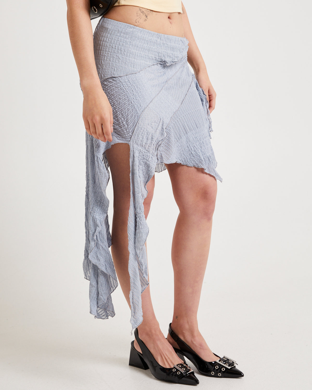 Asym Splice Mini Skirt LIGHT BLUE