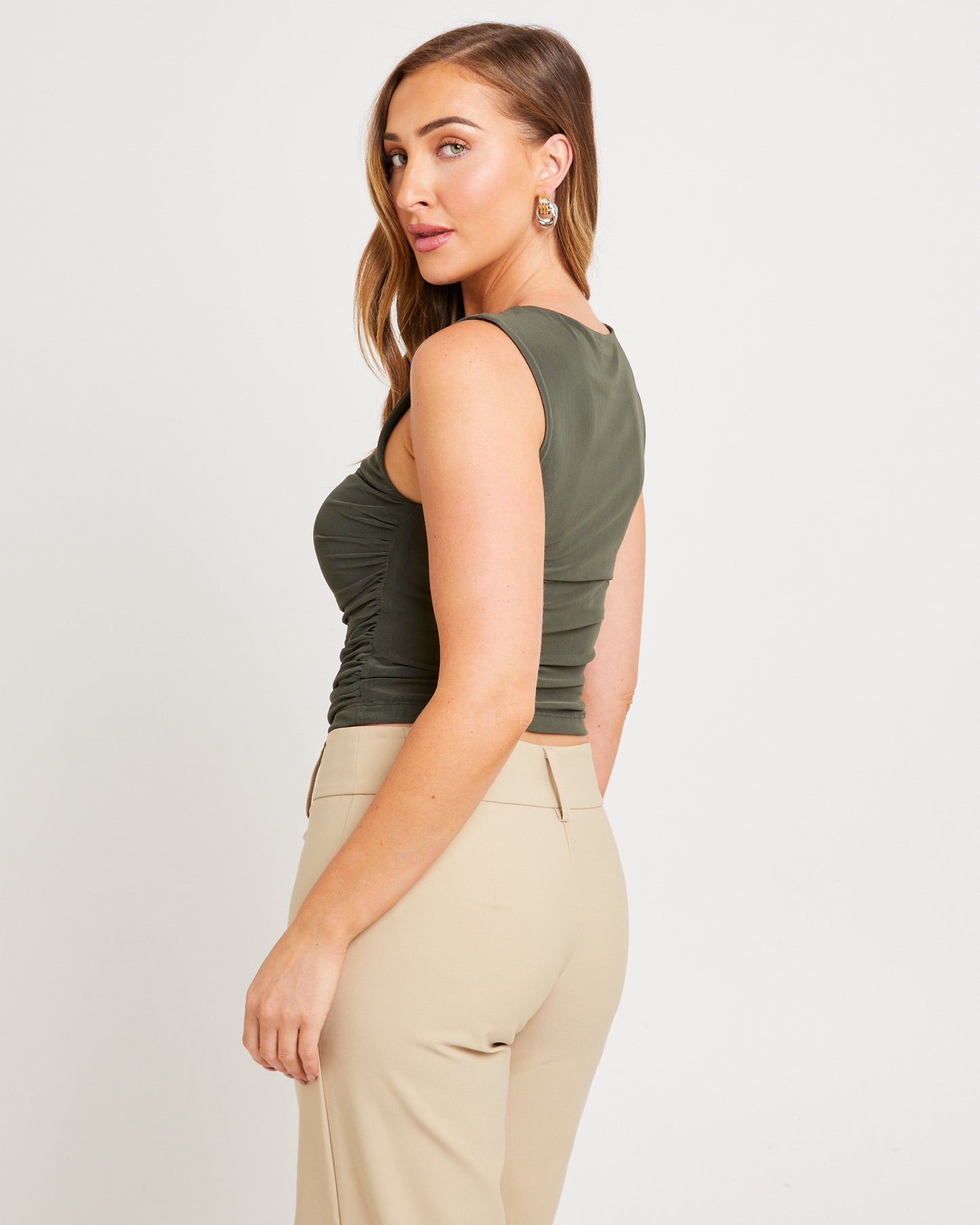 Mesh Ruched Tank Top