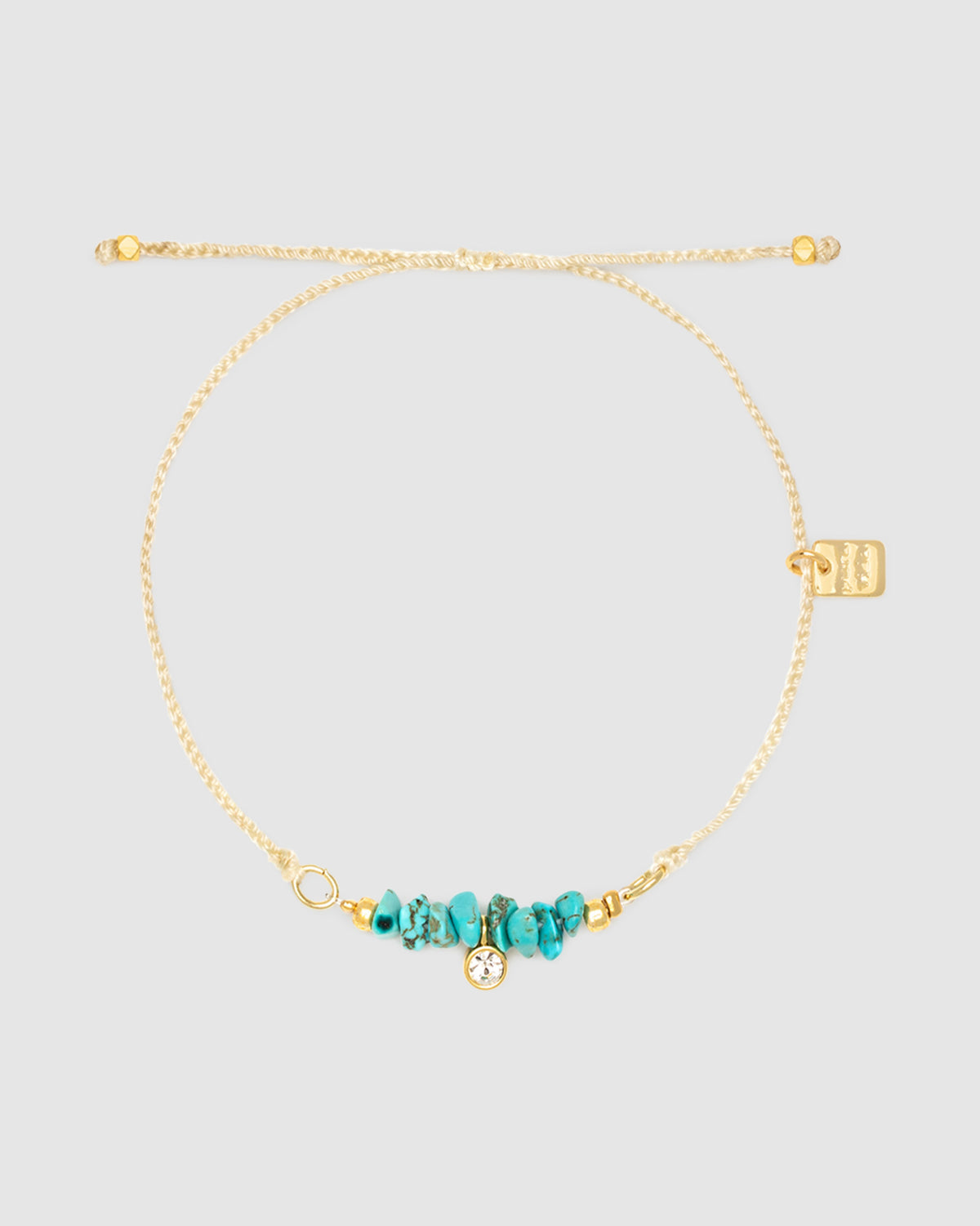 Dainty Turquoise Bead Charm Bracelet NATURAL