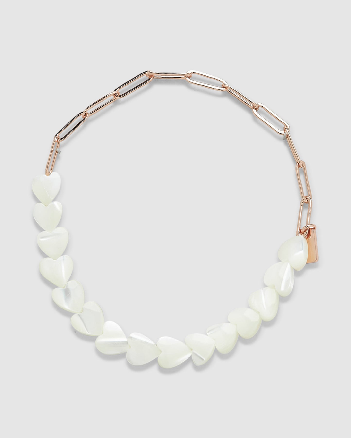 Pearl Heart Paperclip Chain Bracelet