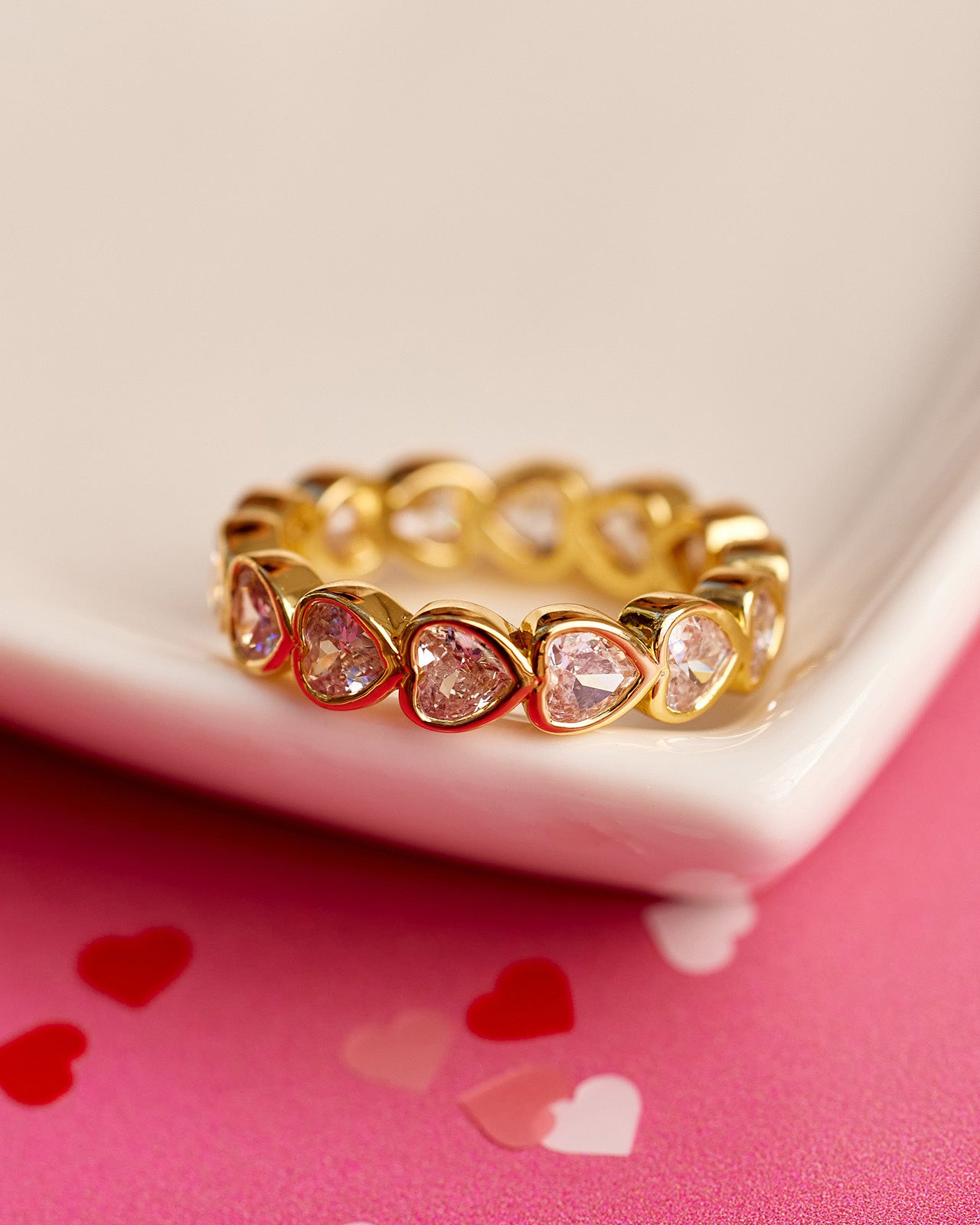 Stone Heart Band Gold Ring