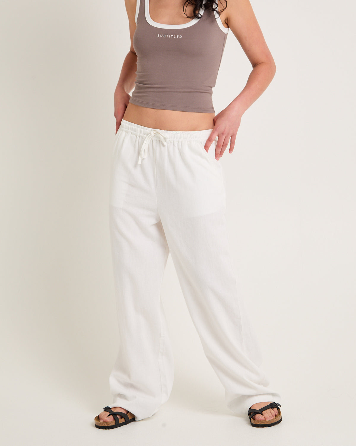 Kai Linen Draw Pant WHITE