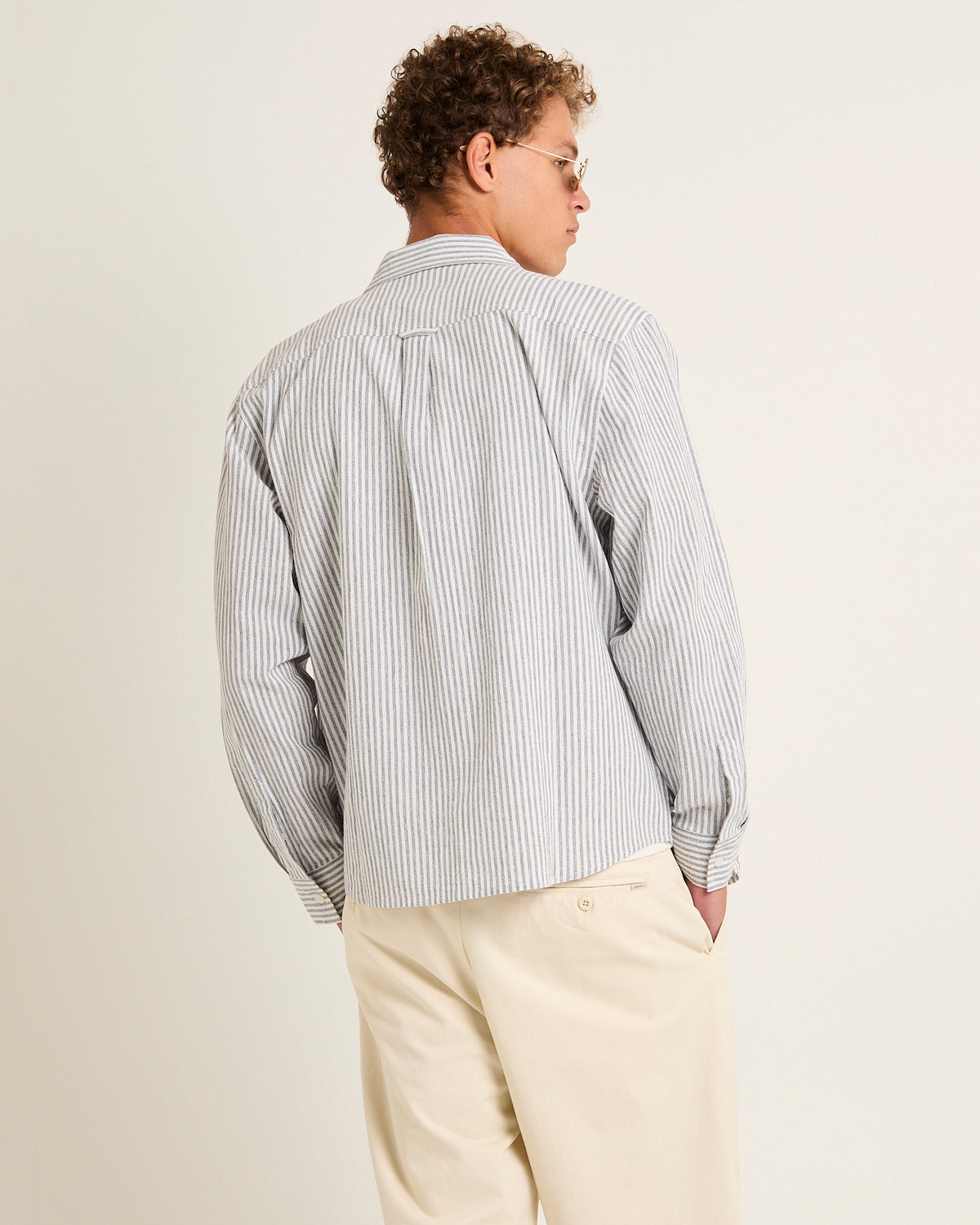 Grover Linen Long Sleeve Shirt BLUE STRIPE