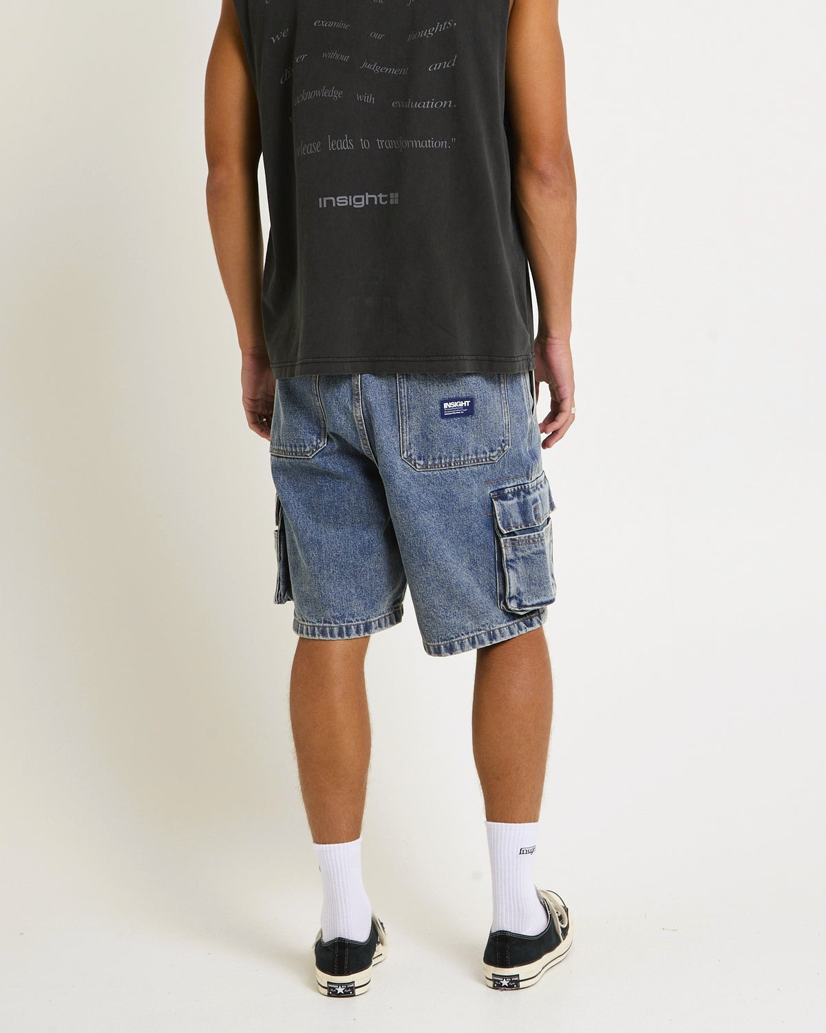 Baggy Denim Cargo Shorts WORN BLUE