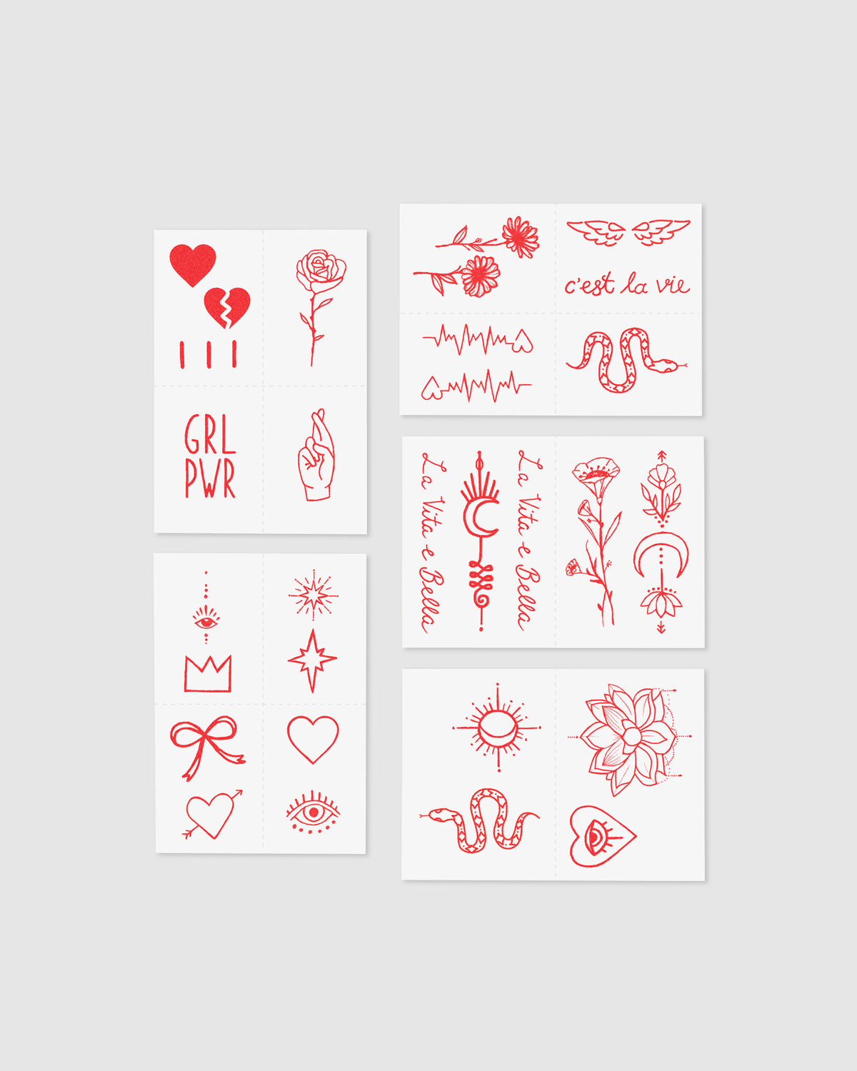 Red Ink Temporary Tattoo Pack RED