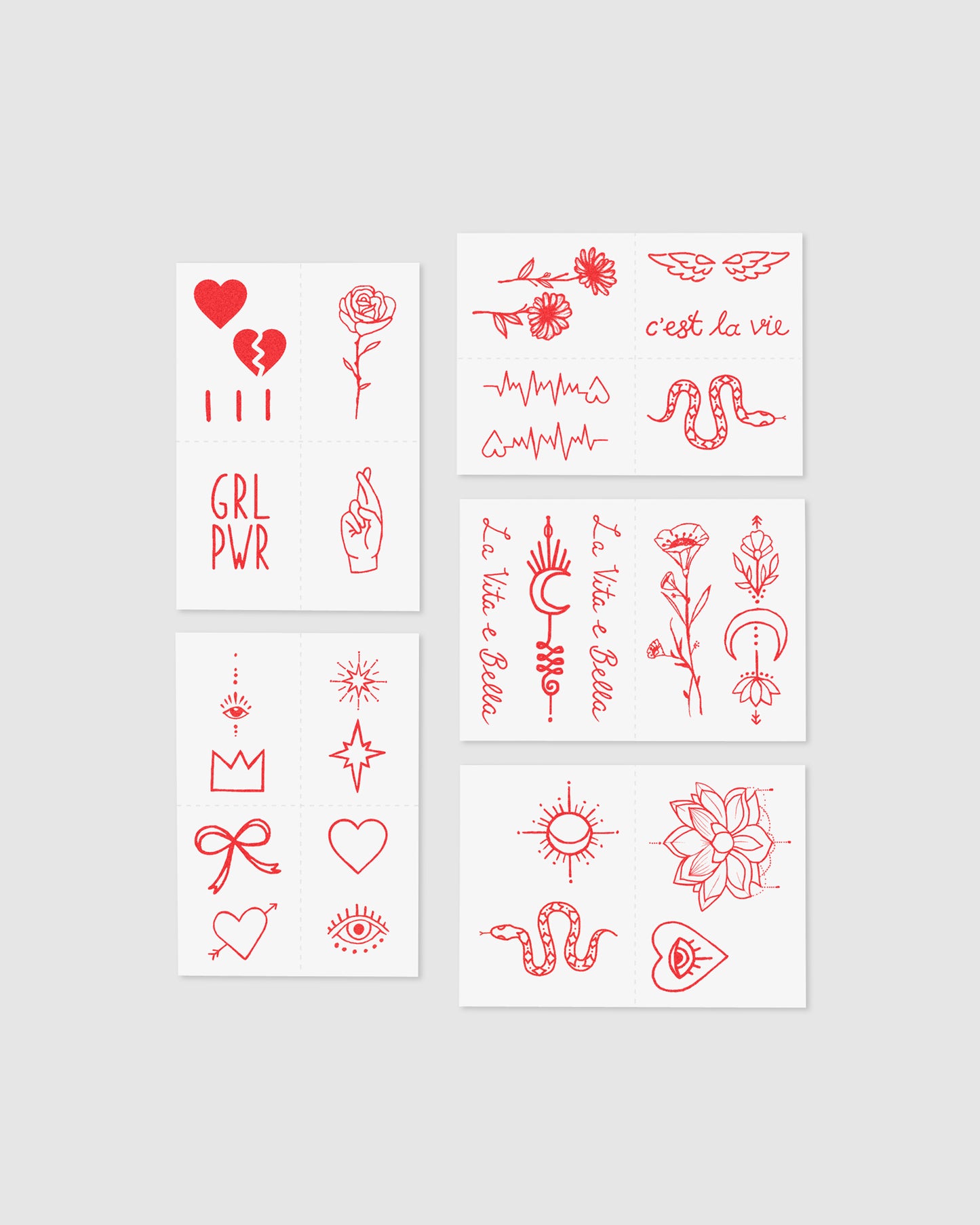 Red Ink Temporary Tattoo Pack