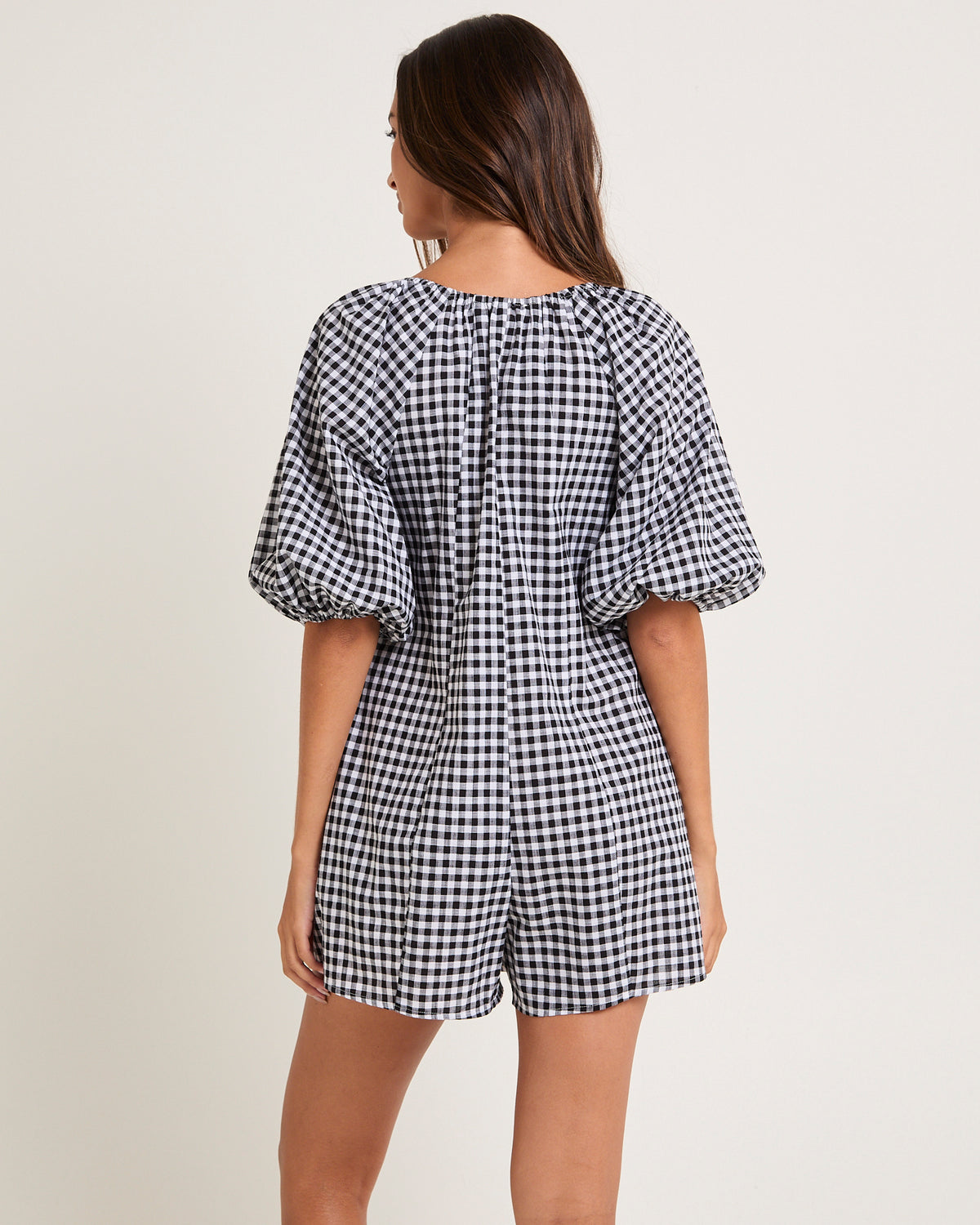 Willow Smock Romper BLACK CHECK